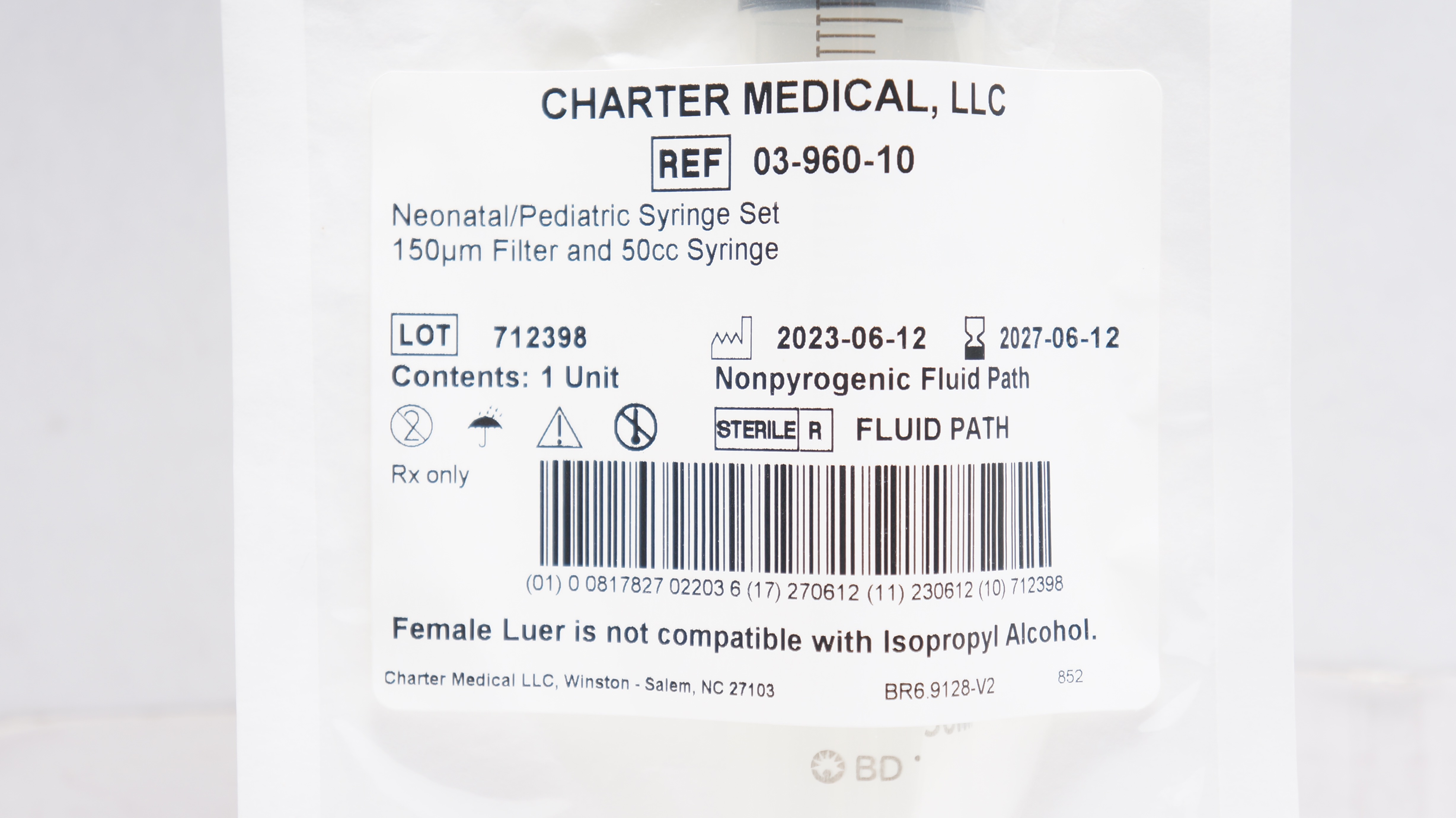 Charter Medical 03-960-10 Neonatal/Pediatric Syringe Set 50cc Syringe