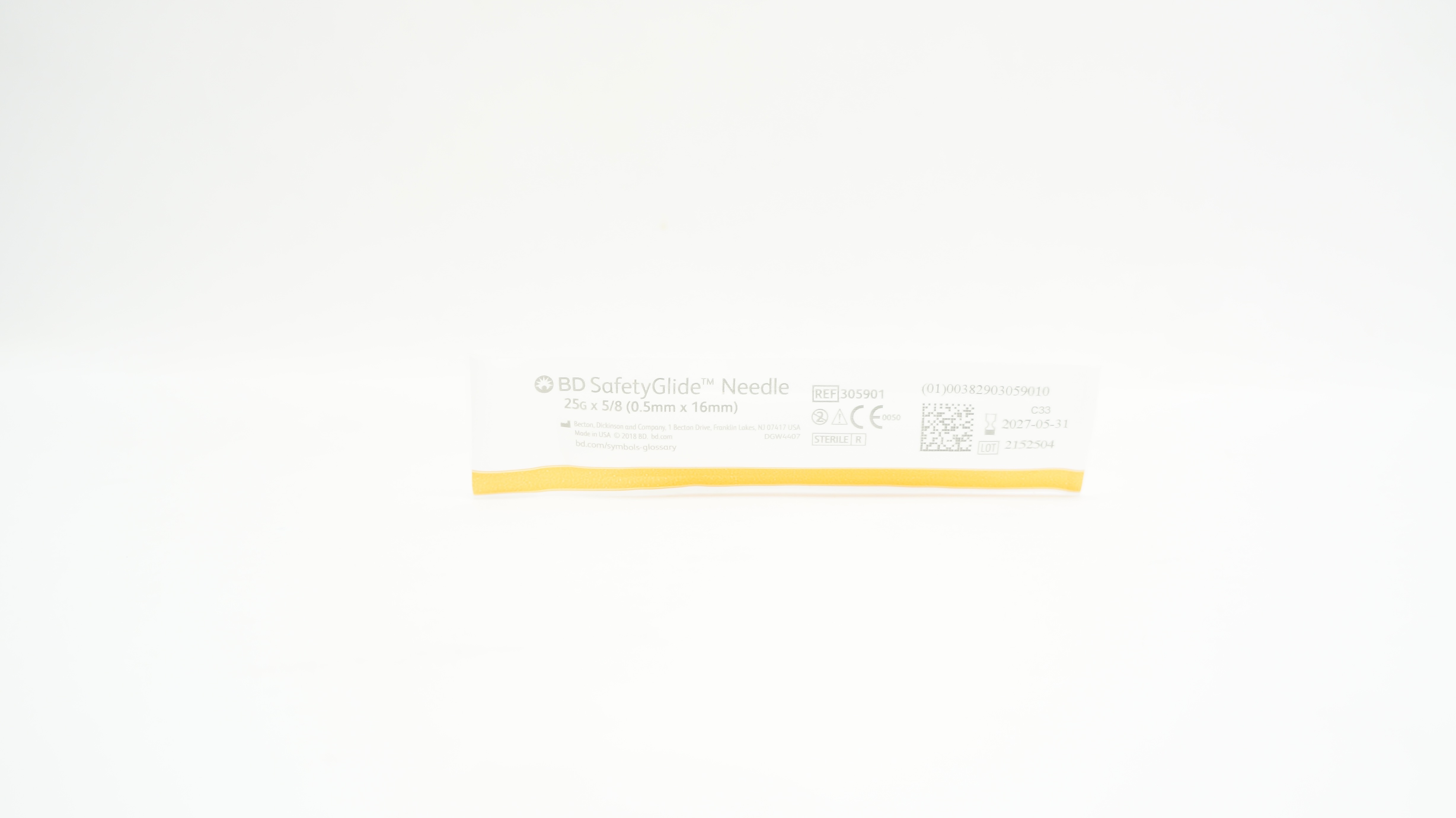 BD 305901 SafetyGlide  Ndle. 25G x 5/8 inch