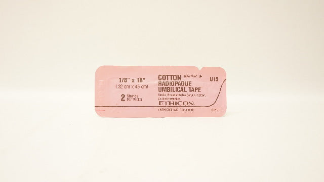 Ethicon U15 Cotton Radiopaque Umbilical Tape 1/8 x 18inch
