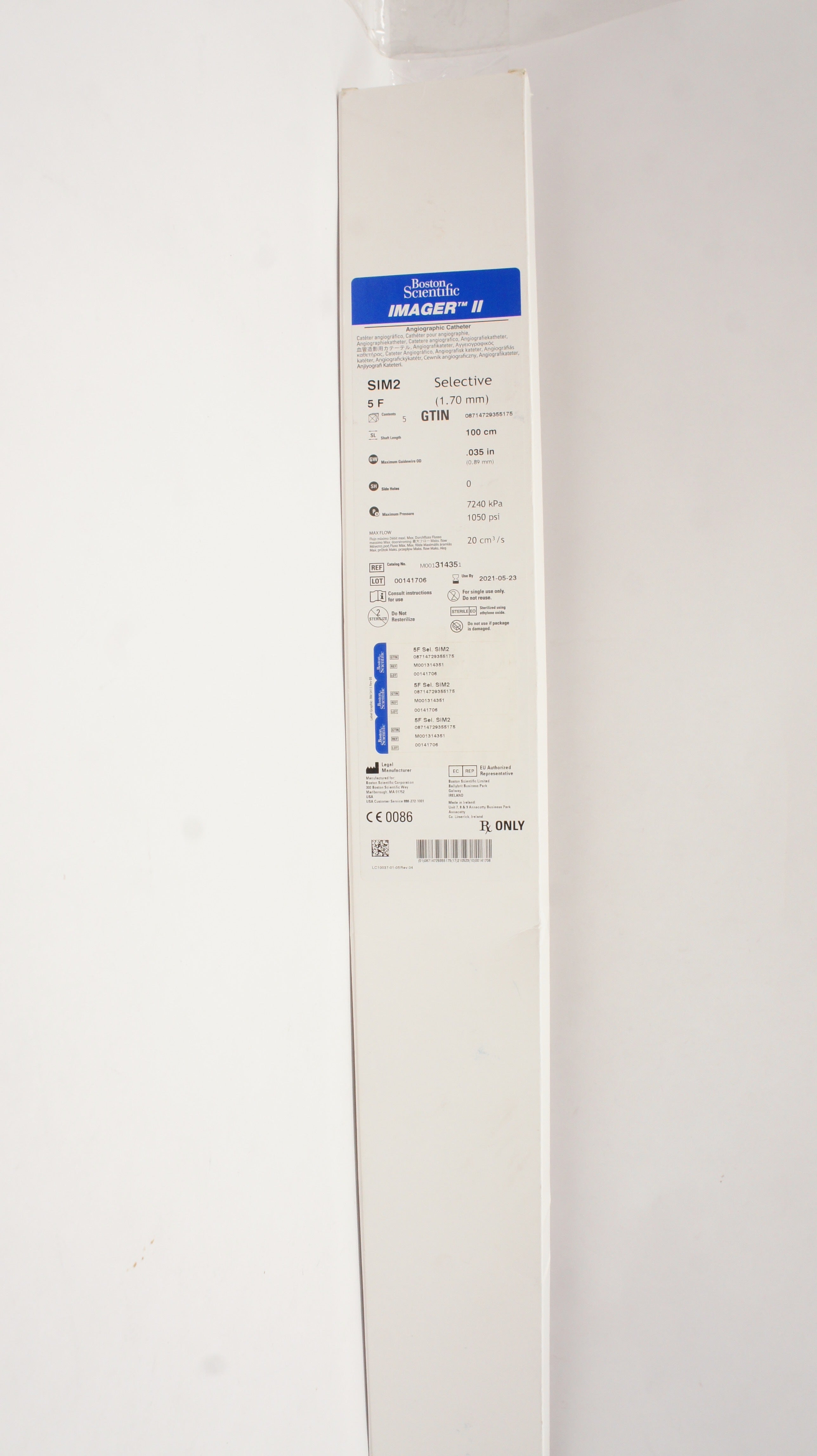 Boston Scientific 31435 Imager II Angiographic Cath.SIM2 Selective 5F(x)-Box of 5