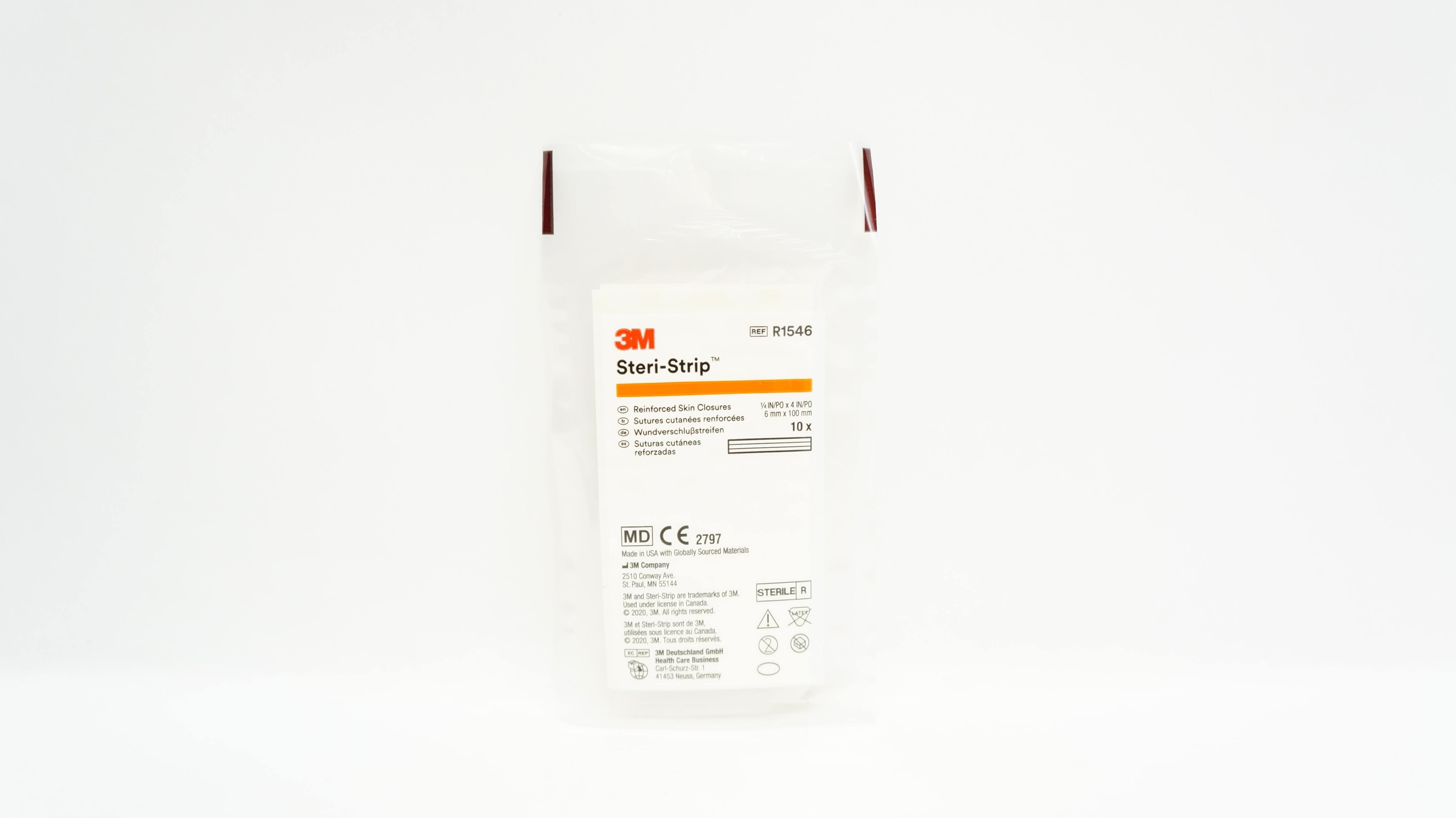 3M R1546 Steri-Strip Reinforced Skin Closures 1/4inch x 4inch - Pack of 10