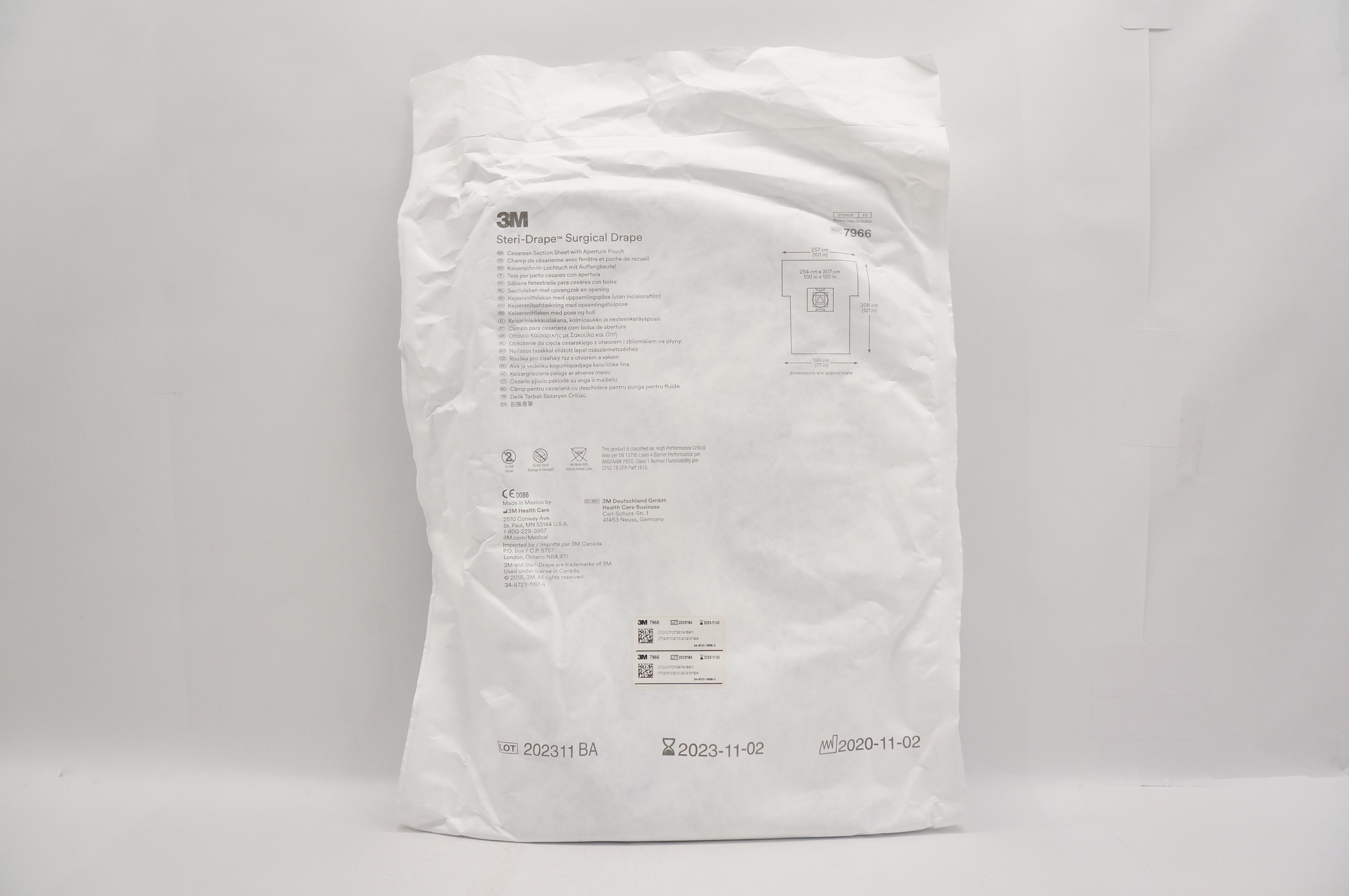 3M 7966 Steri-Drape Surgical Drape, 101inch x 121inch x 77inch