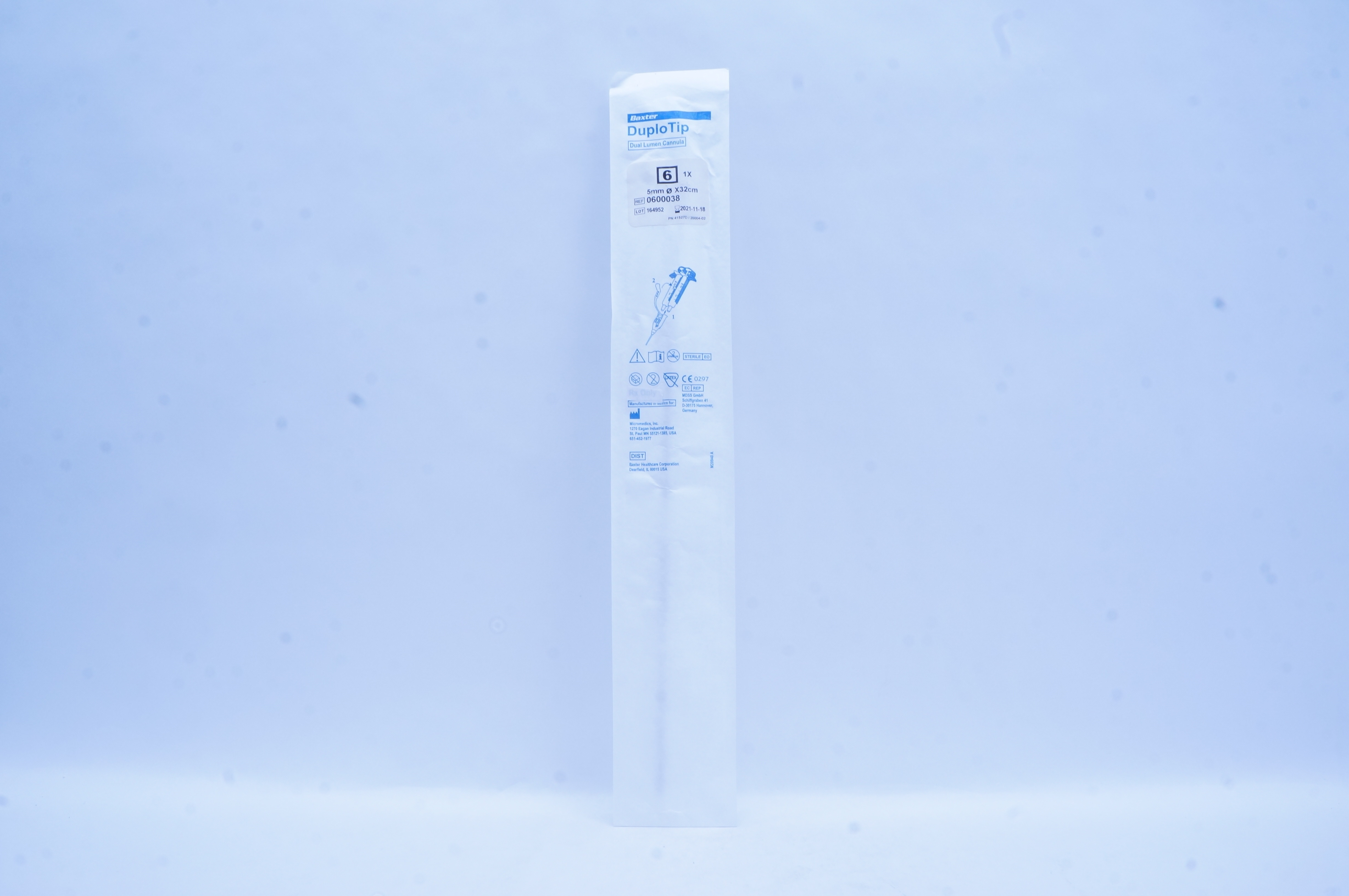 Micromedics 0600038 Baxter Duplo Tip Dual Lumen Cannula 6, 5mm x 32cm