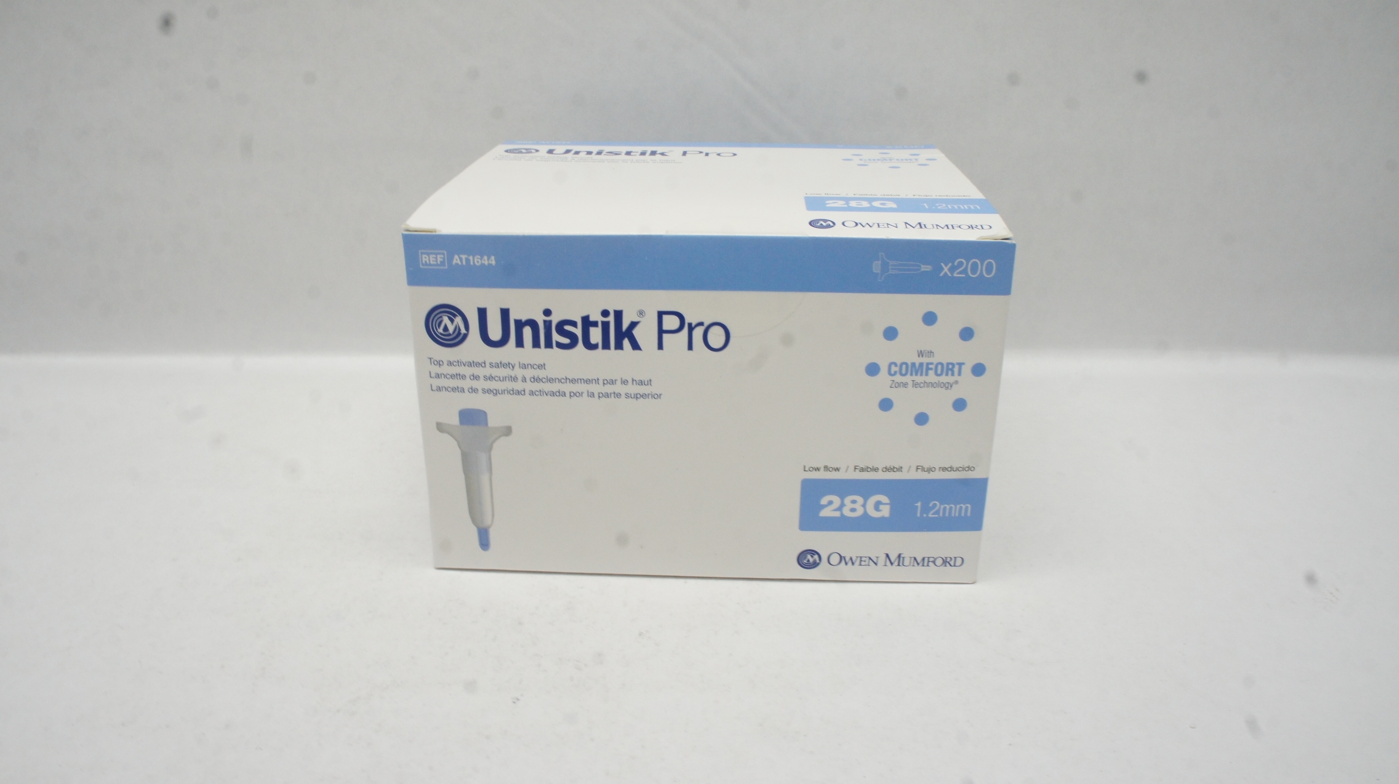 Owen Mumford AT1644 Unistik Pro Safety Lancet 28G x 1.2mm - Box of 200