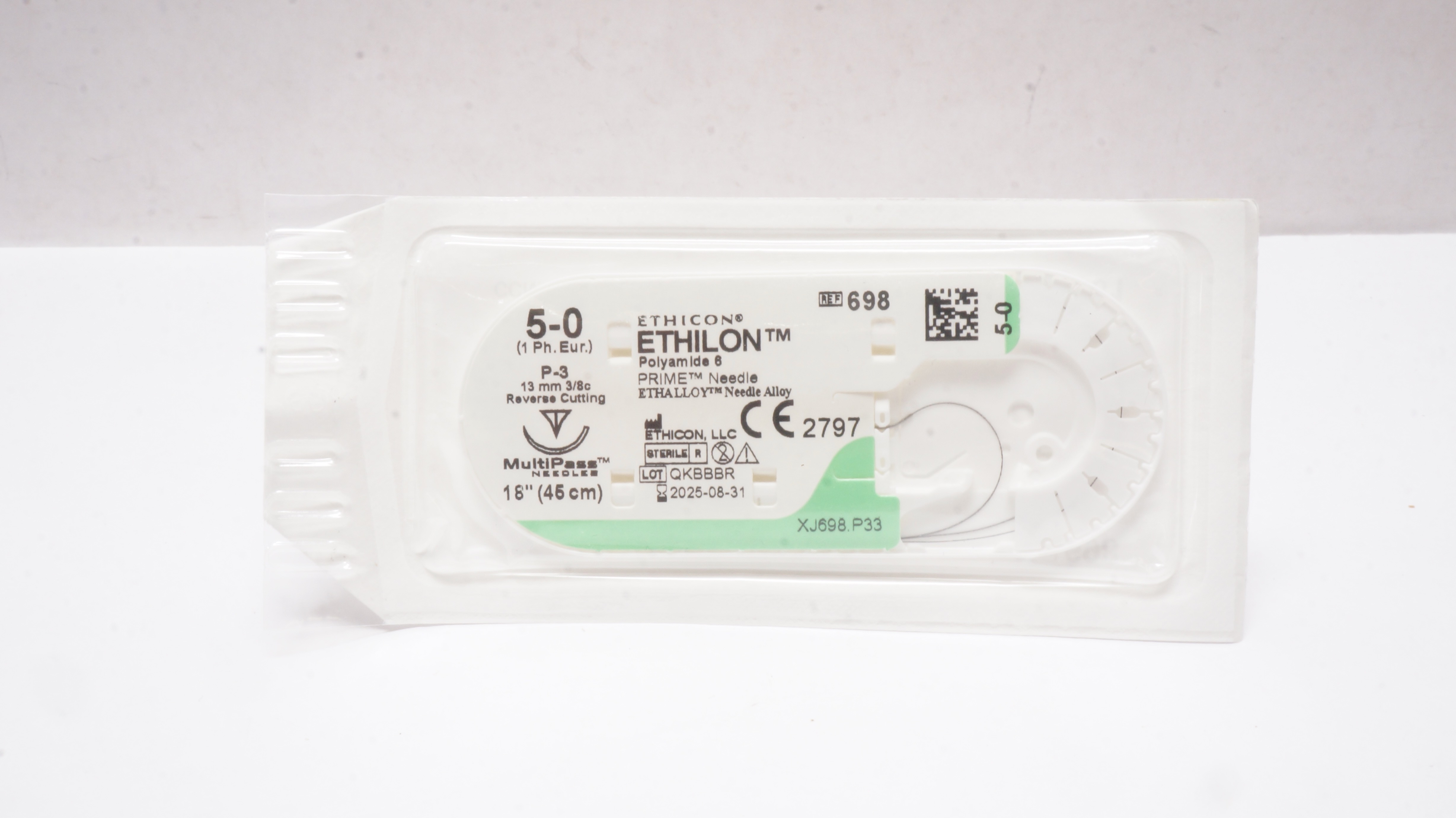 Ethicon 698 5-0 Ethilon P-3 13mm 3/8c Reverse Cutting, 18inch
