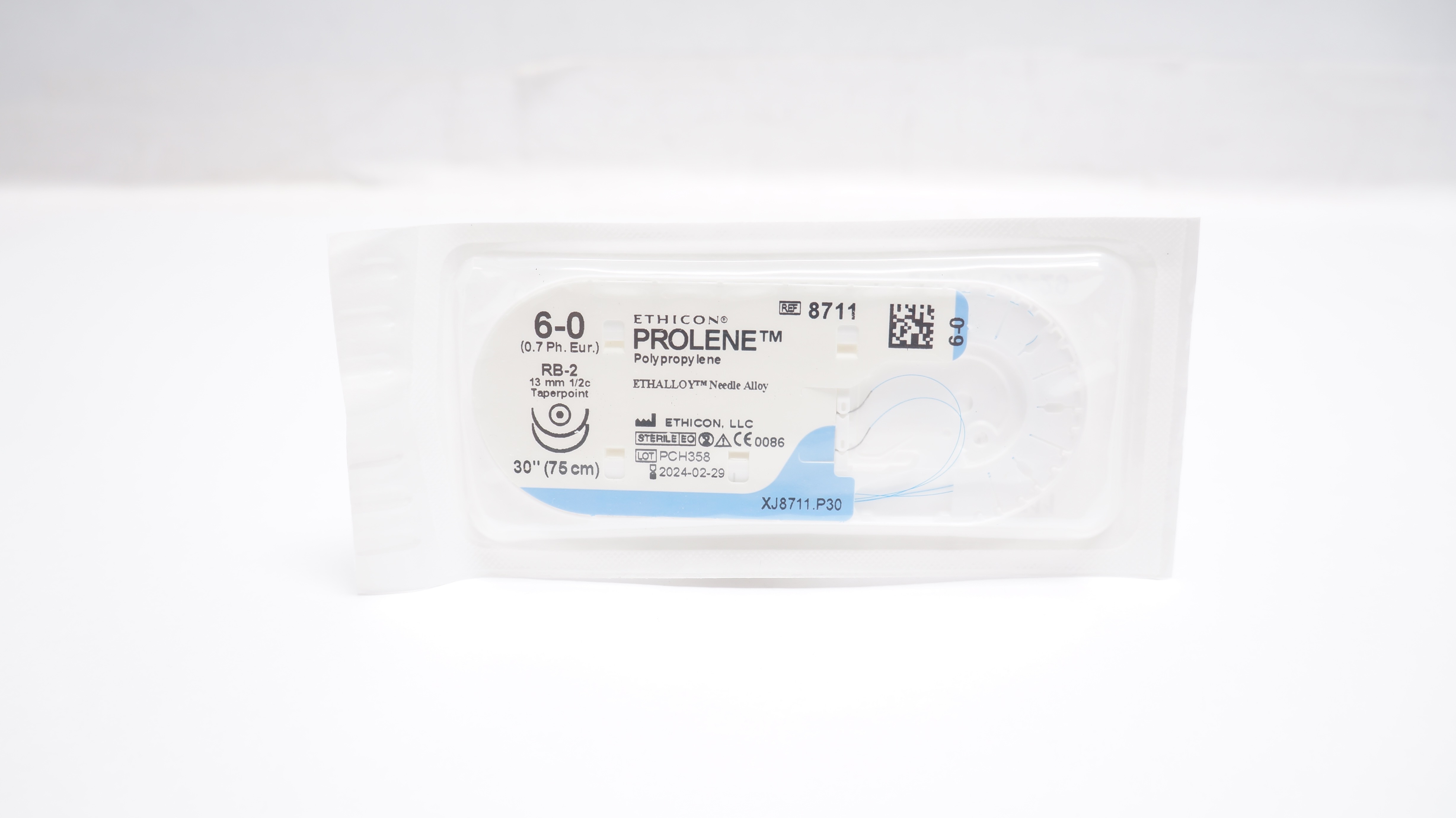 Ethicon 8711 6-0 PROLENE Polypropylene Stre RB-2 13mm 1/2c Taperpoint 30inch (x)
