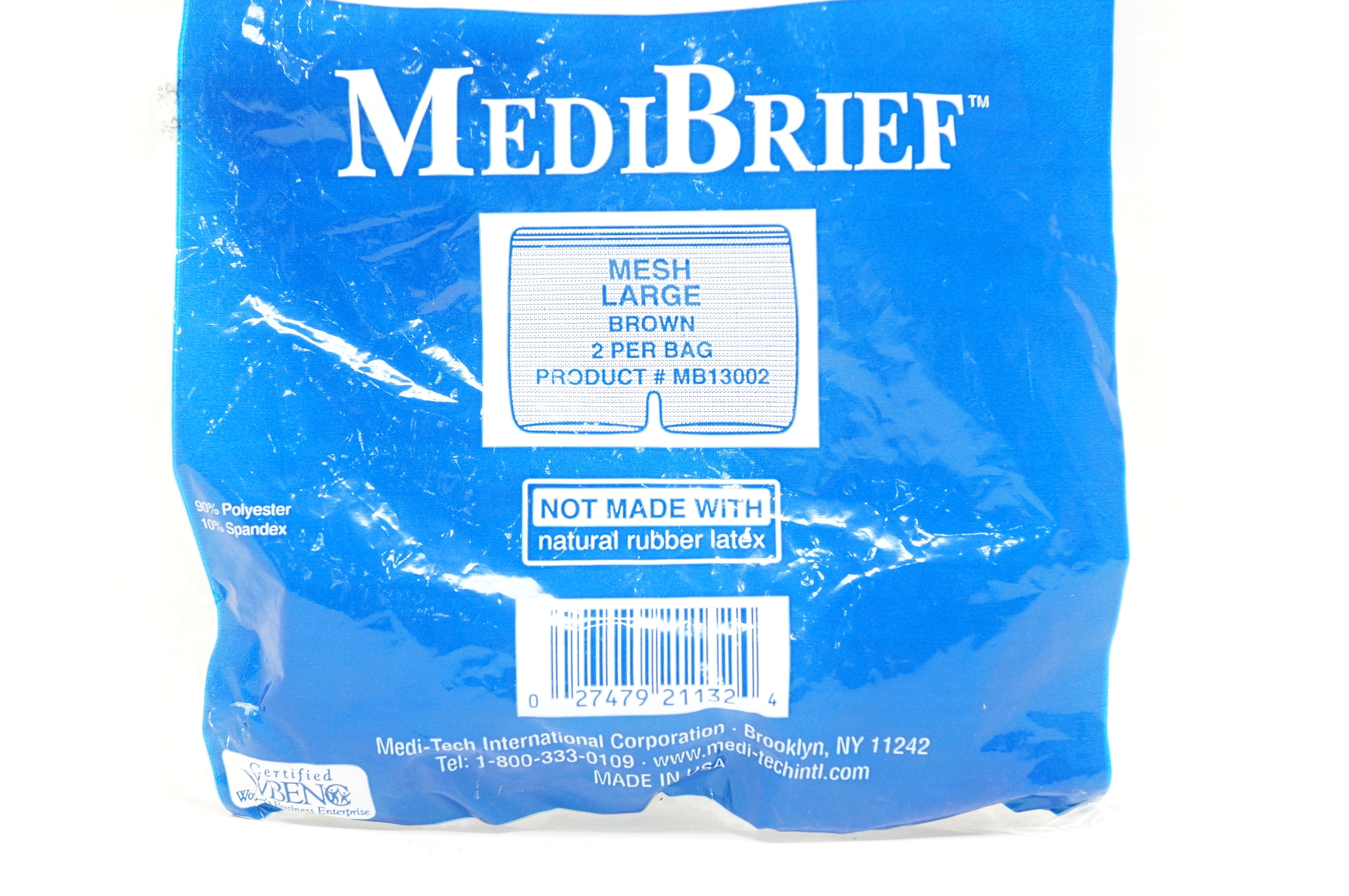 Medi-Tech MB13002 MediBrief, Mesh Large Brownn - Pack of 2