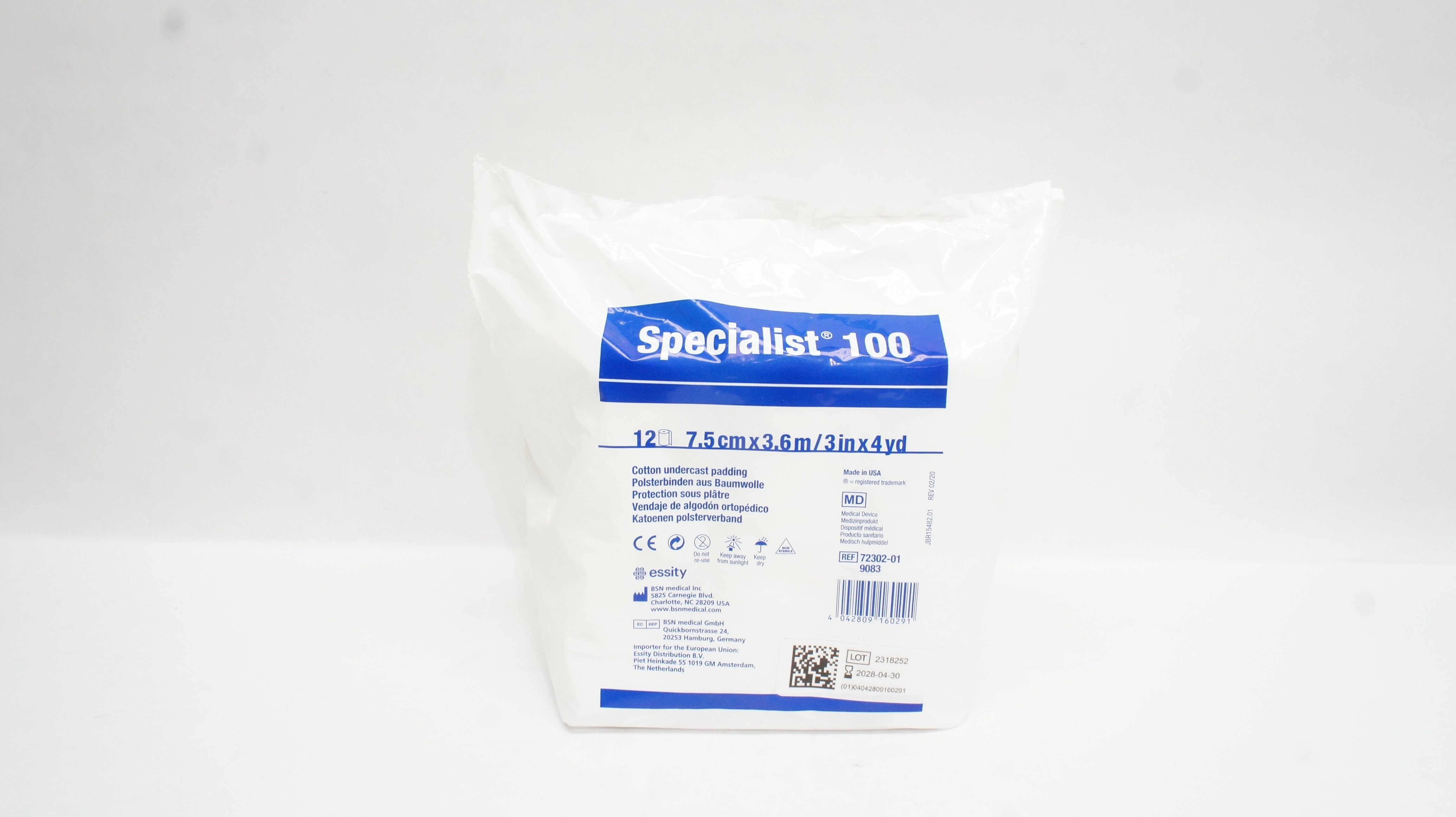 BSN Medical 72302-01 Specialist 100 Cotton Undercast Padding 3Inx4yd -Pack of 12