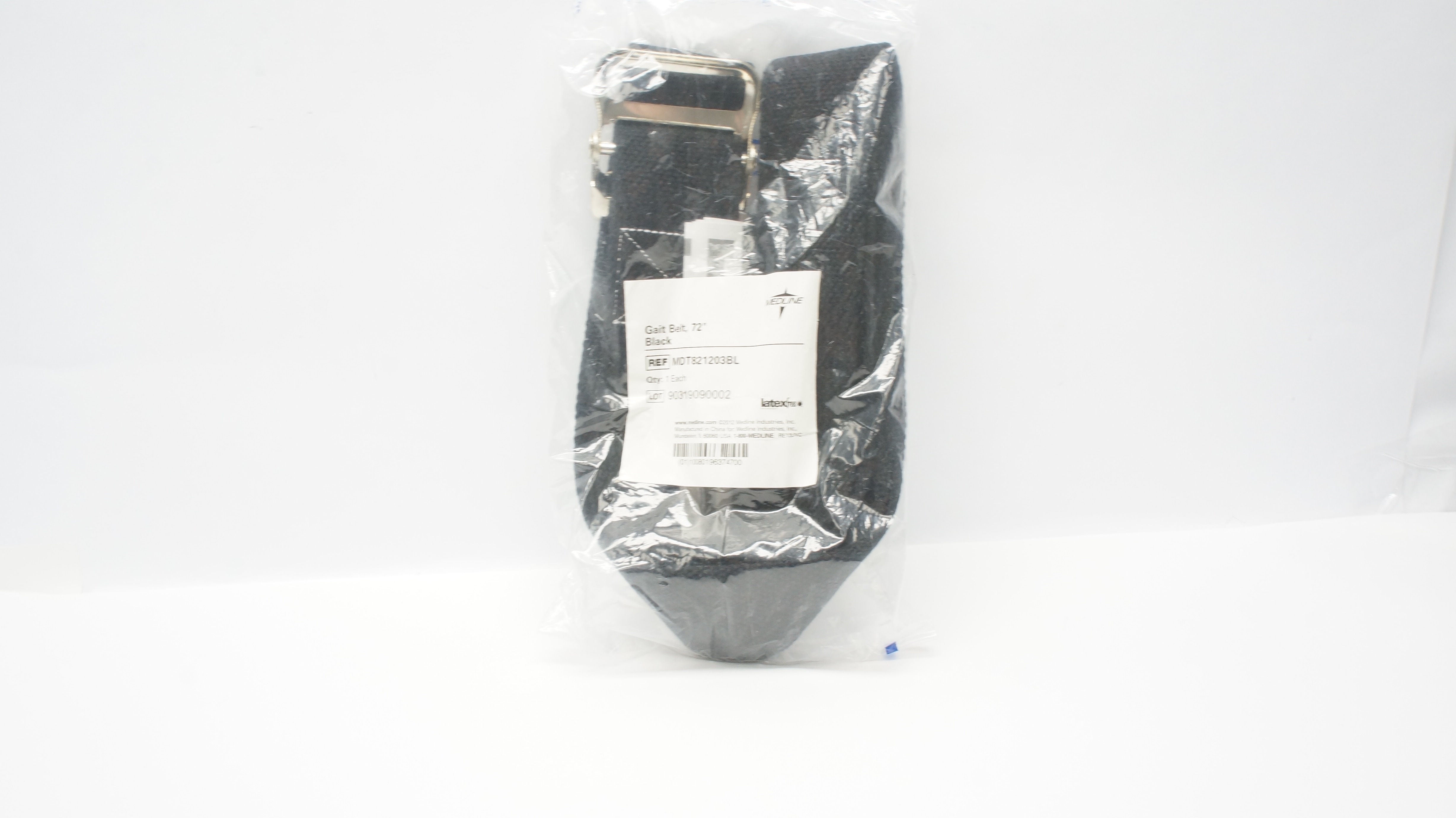 Medline MDT821203BL Gait Belt, Black 72inch