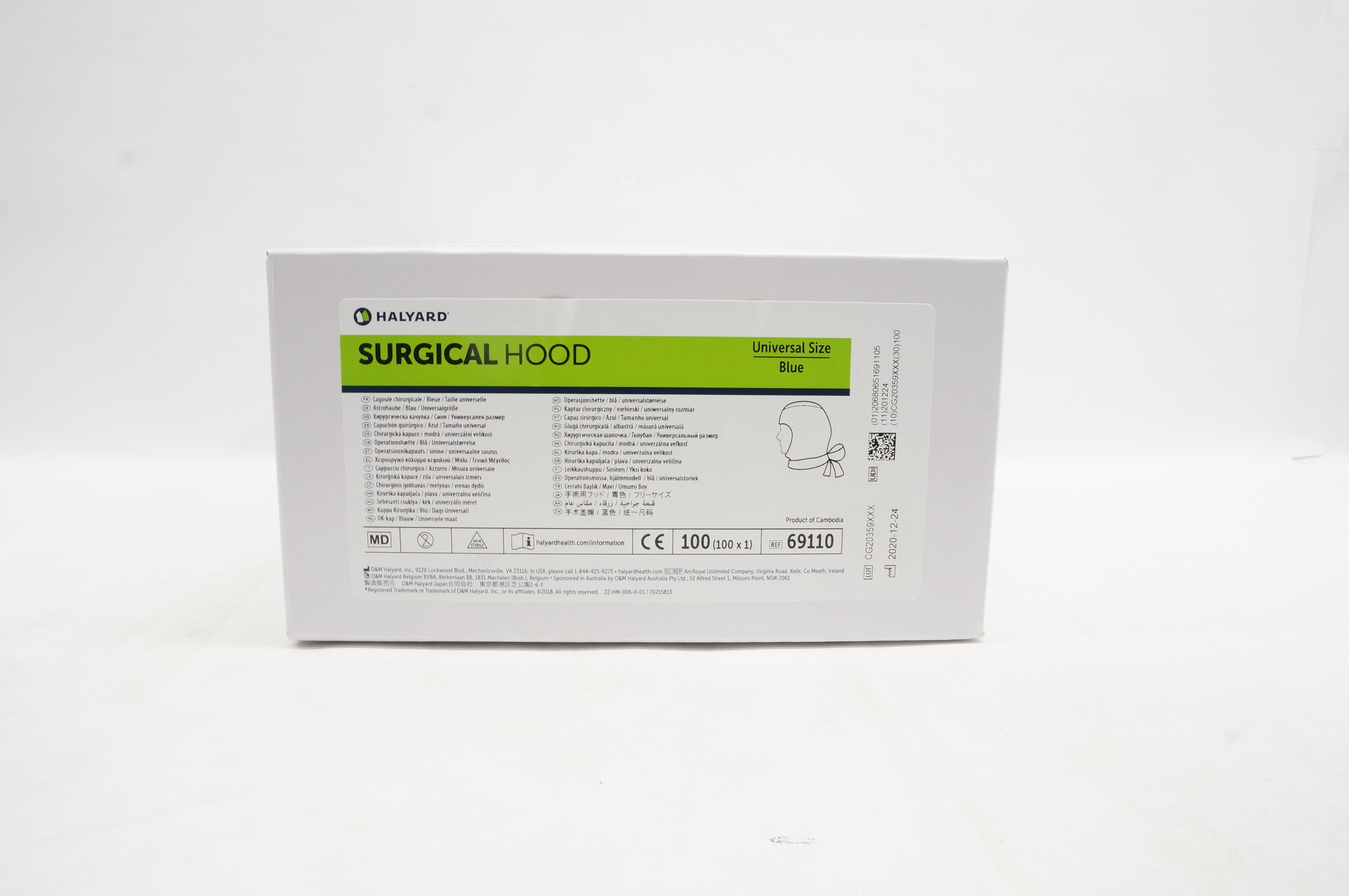 Halyard 69110 Surgical Hood Universal Size, Blue - Box of 100