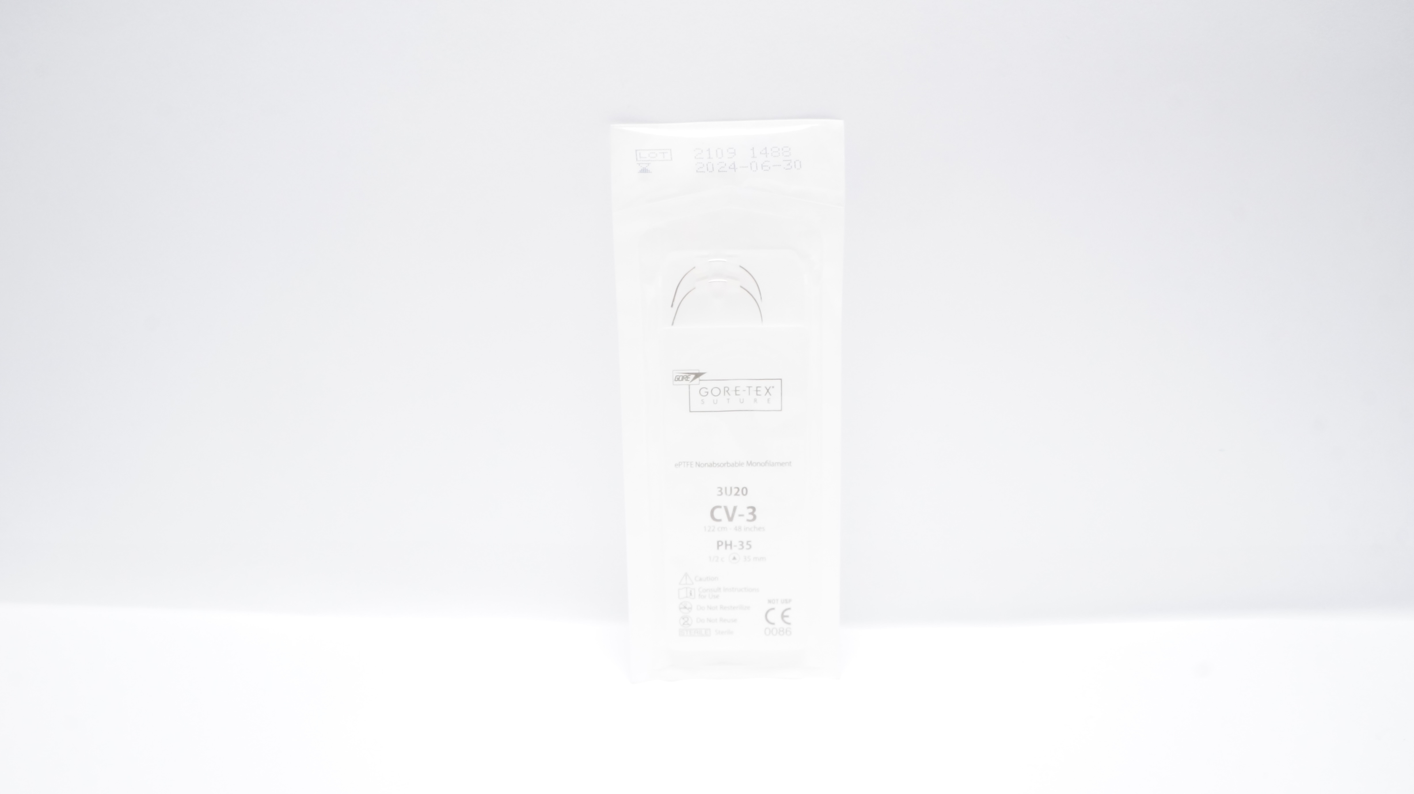 Gore 3U20 ePTFE Nonabsorbable Monofilament Stre CV-3 48inch PH-35 1/2c 35mm (x)