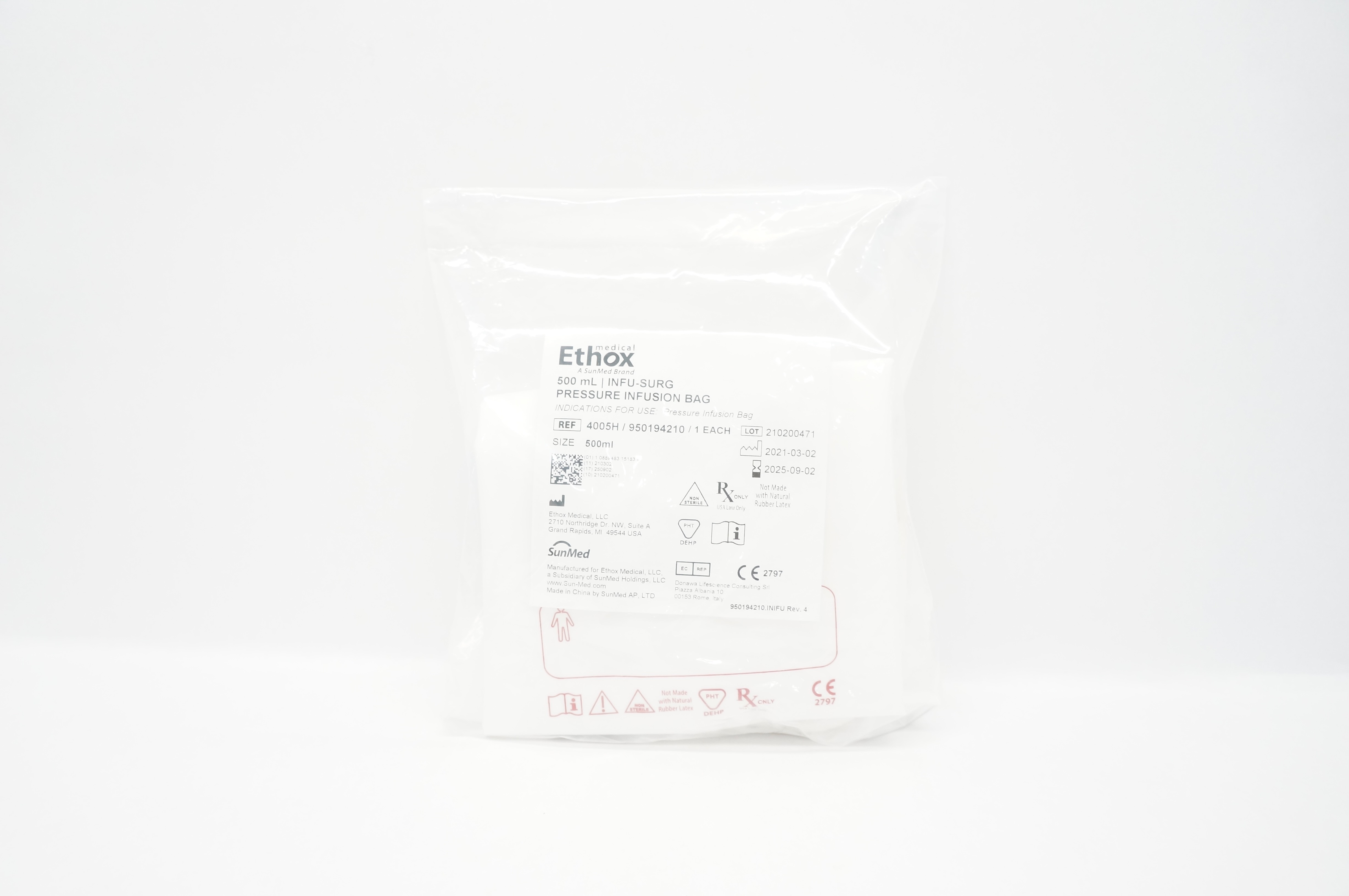 Sun-Med 4005H/950194210 Ethox Infu-Surg Pressure Infusion Bag 500ml