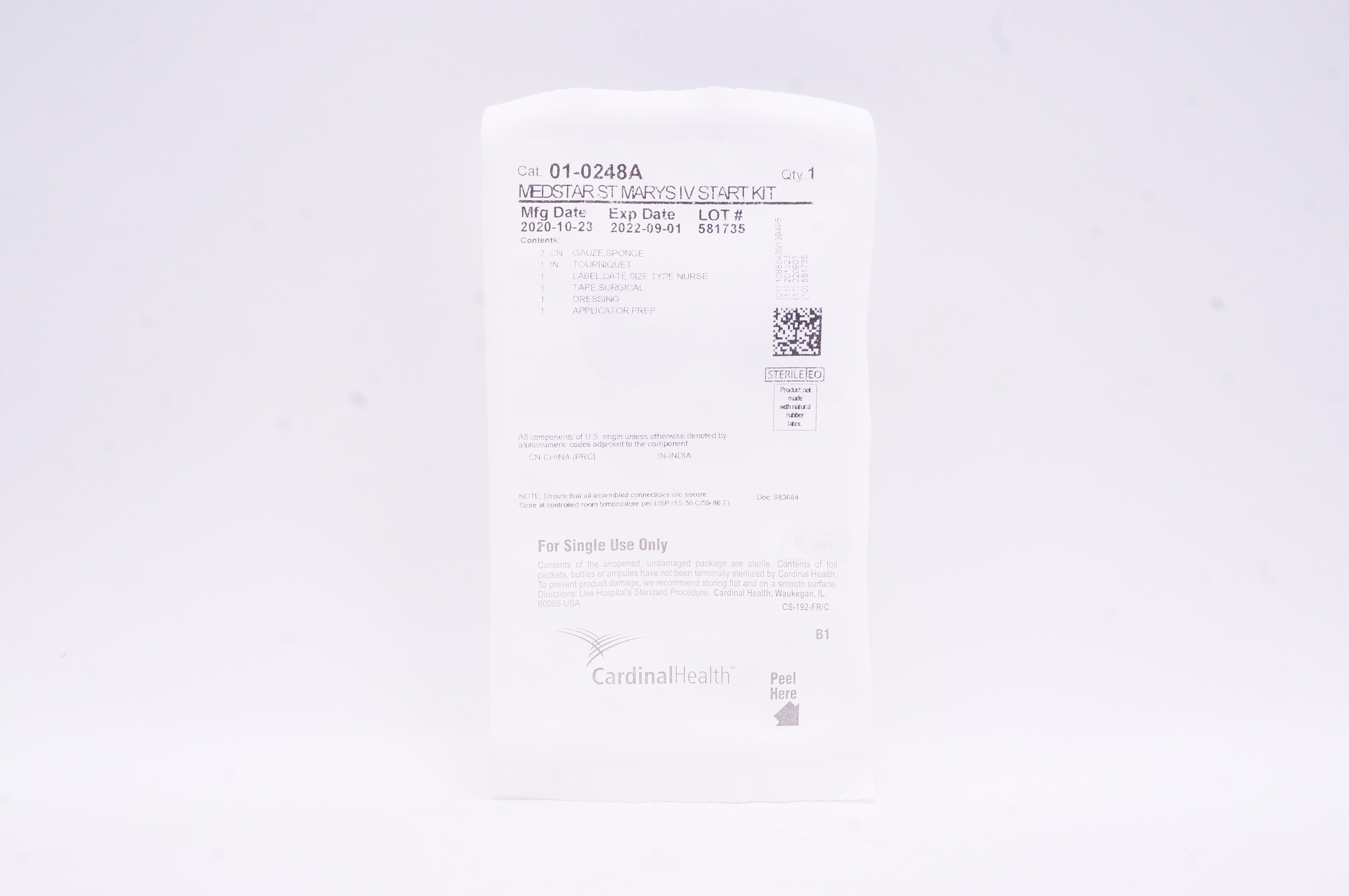 Cardinal Health 01-0248A Medstar ST Marys IV Start Kit (x)