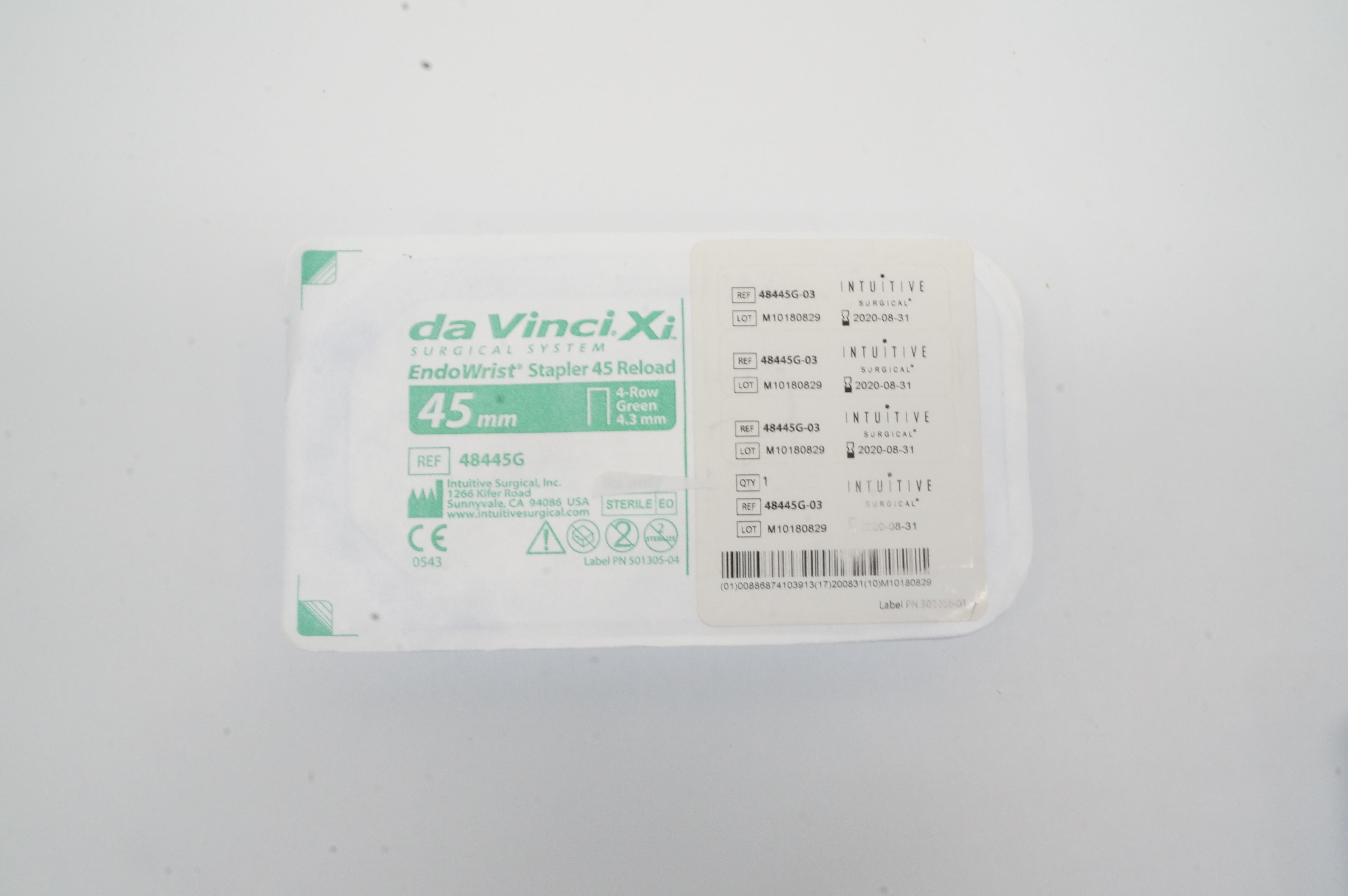 Da Vinci Xi 48445G-03 EndoWrist Stapler 45 Reload 4-Row, Green, 4.3mm (x)