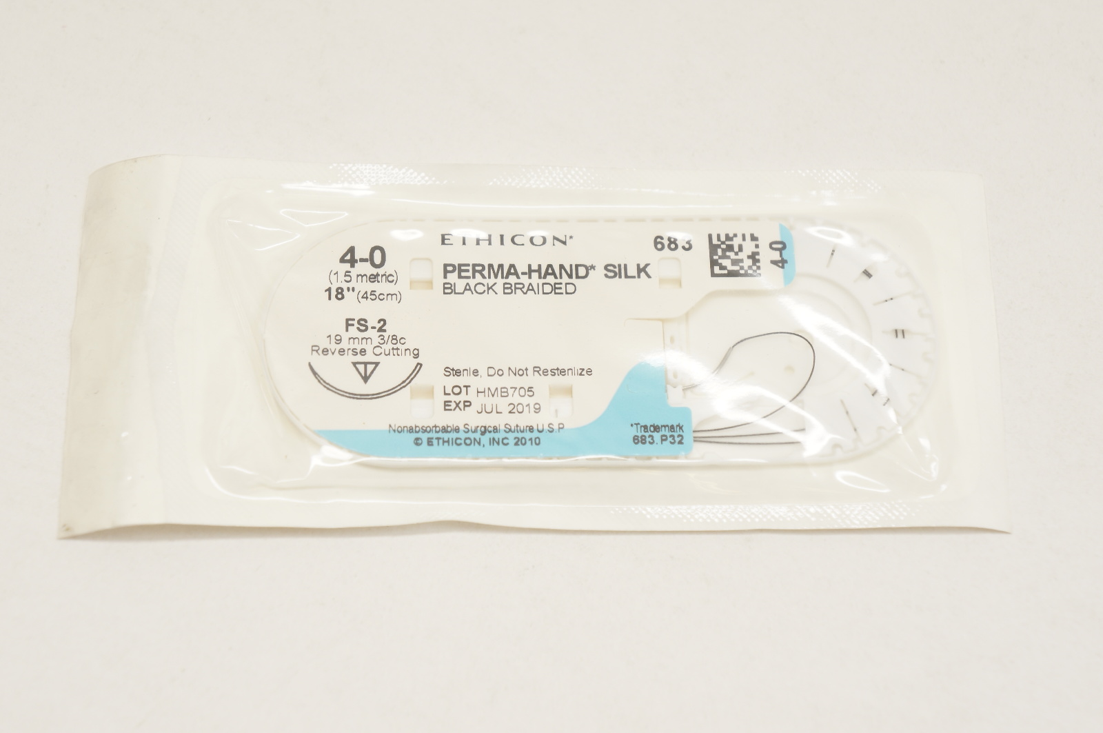Ethicon 683 4-0 PERMA-HAND SILK, FS-2, 19mm 3/8c, 18inch (x)