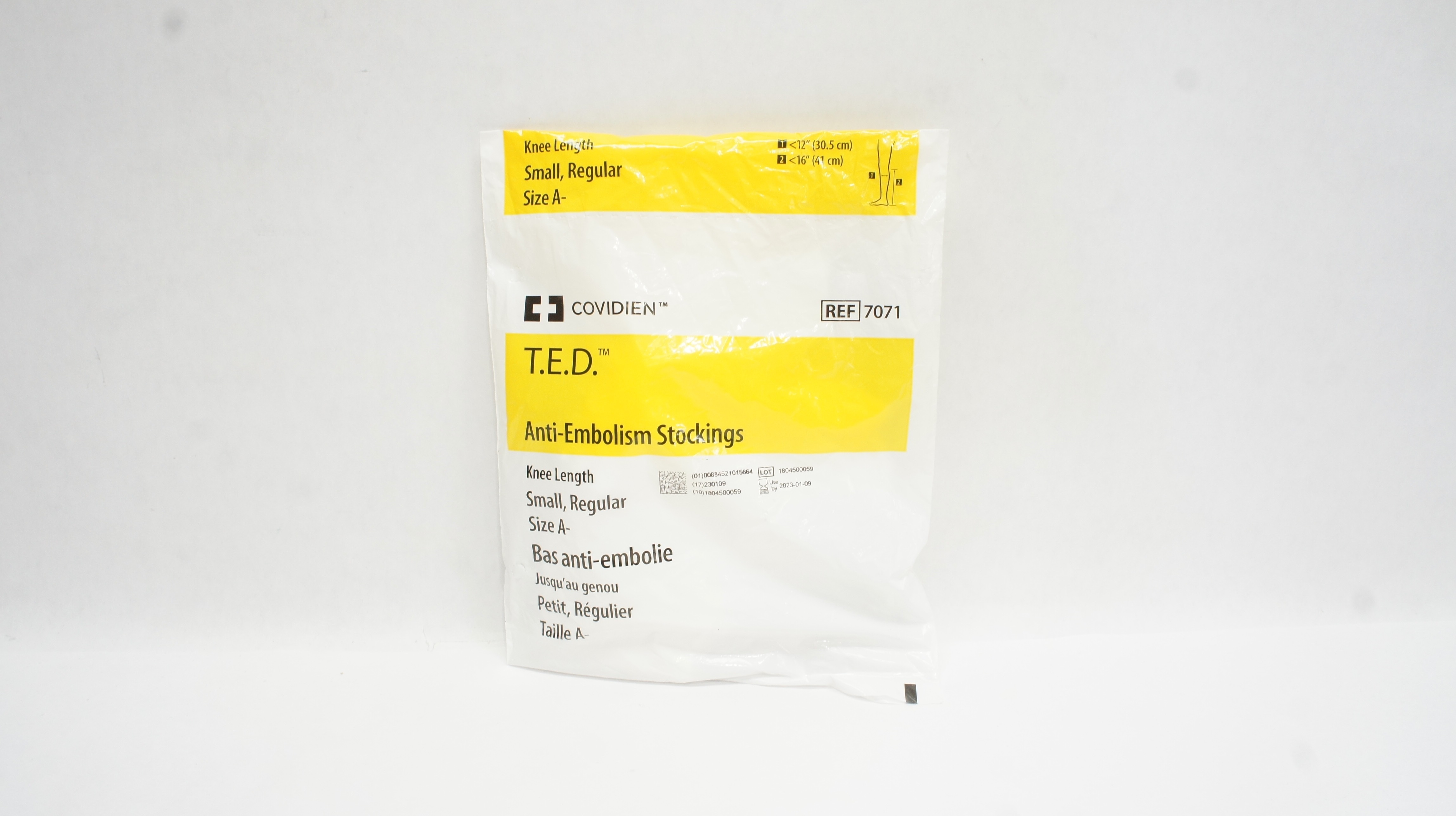 Covidien 7071 T.E.D. Anti-Embolism Stockings Knee Length Regular Small Size A(x)