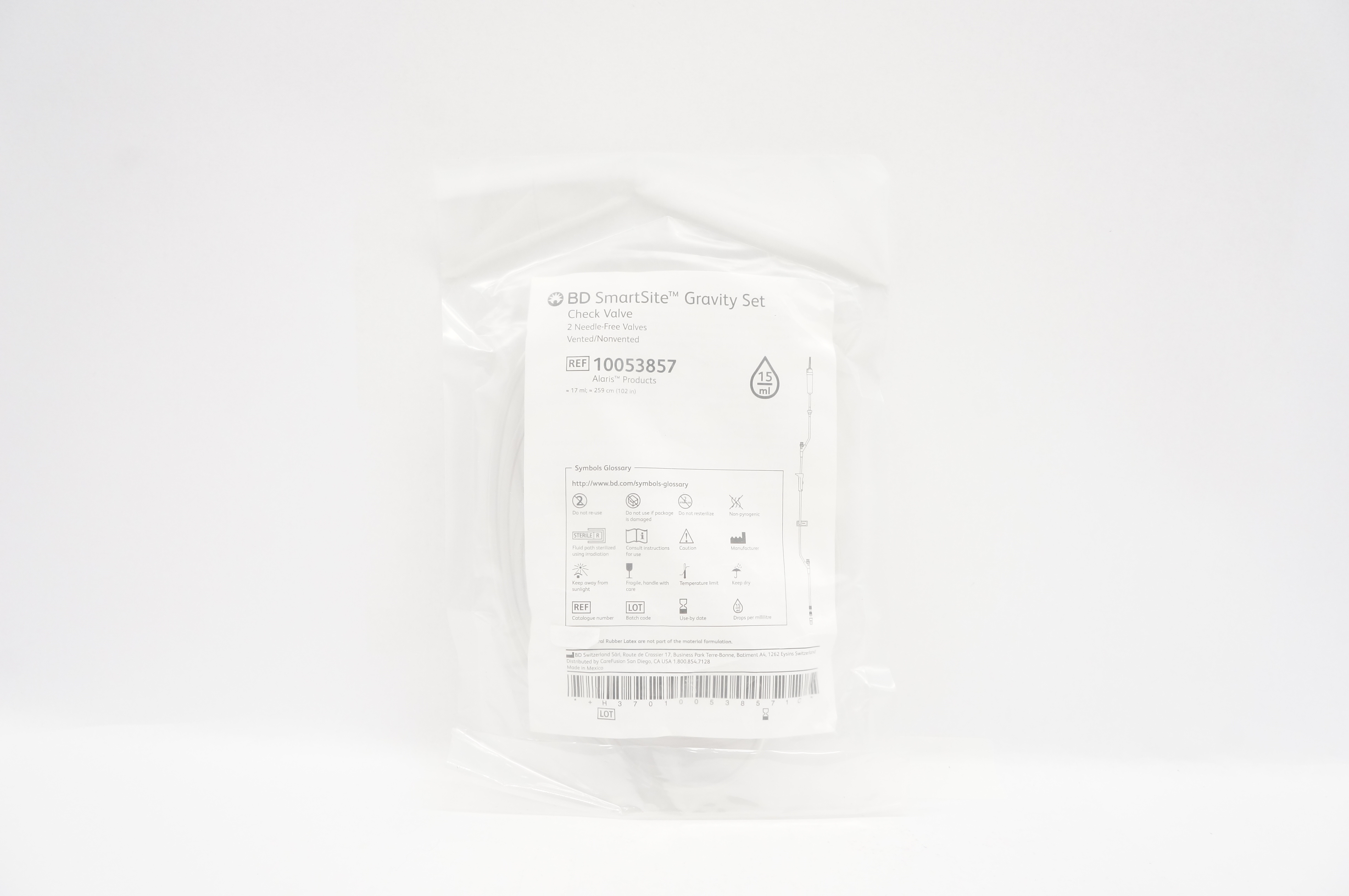 BD 10053857 SmartSite Gravity Set 17mL x 102inch (Approx.) 15Drops/mL (x)