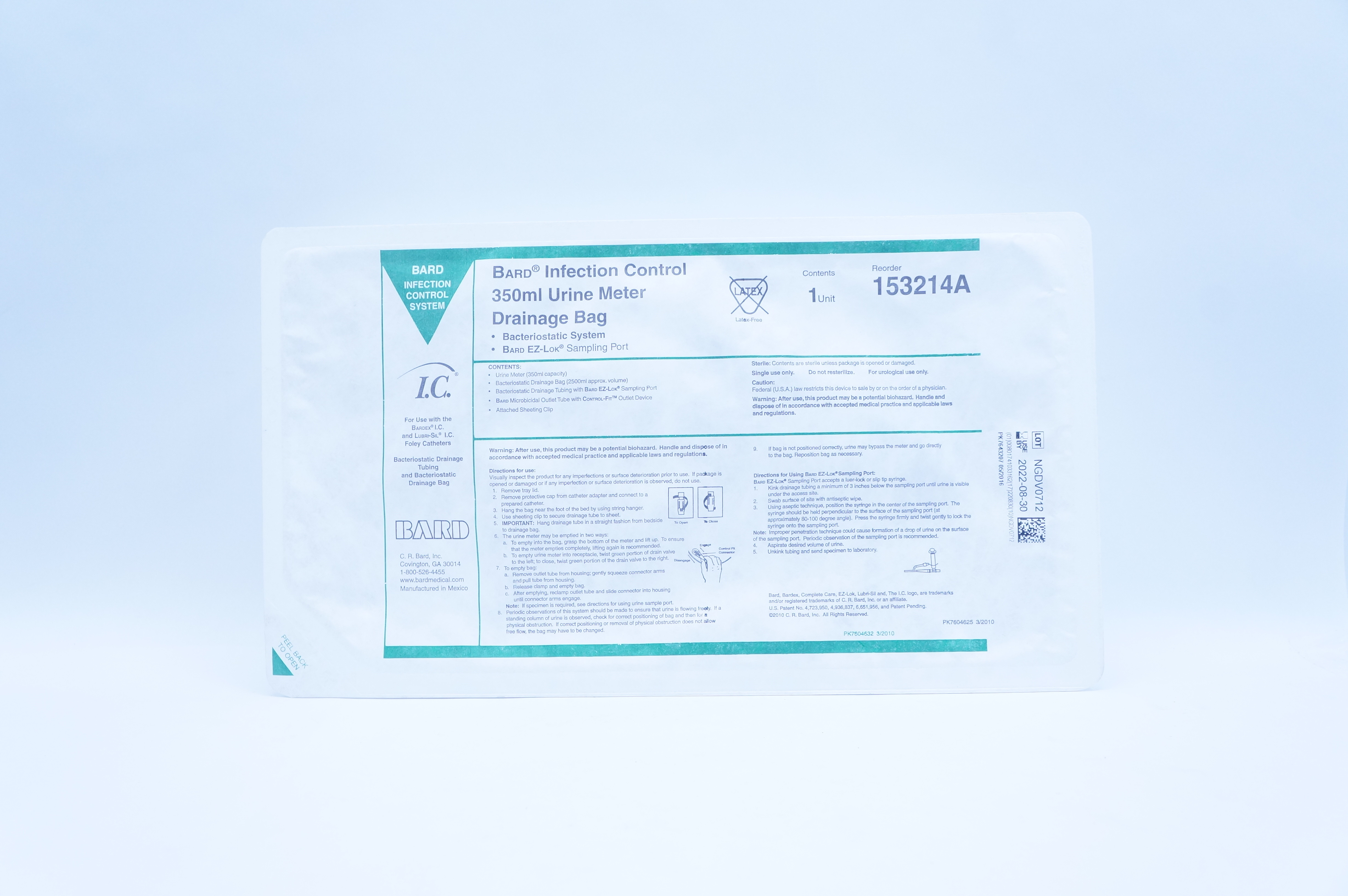 Bard 153214A Infection Control 350 ml Urine Meter Drainage Bag