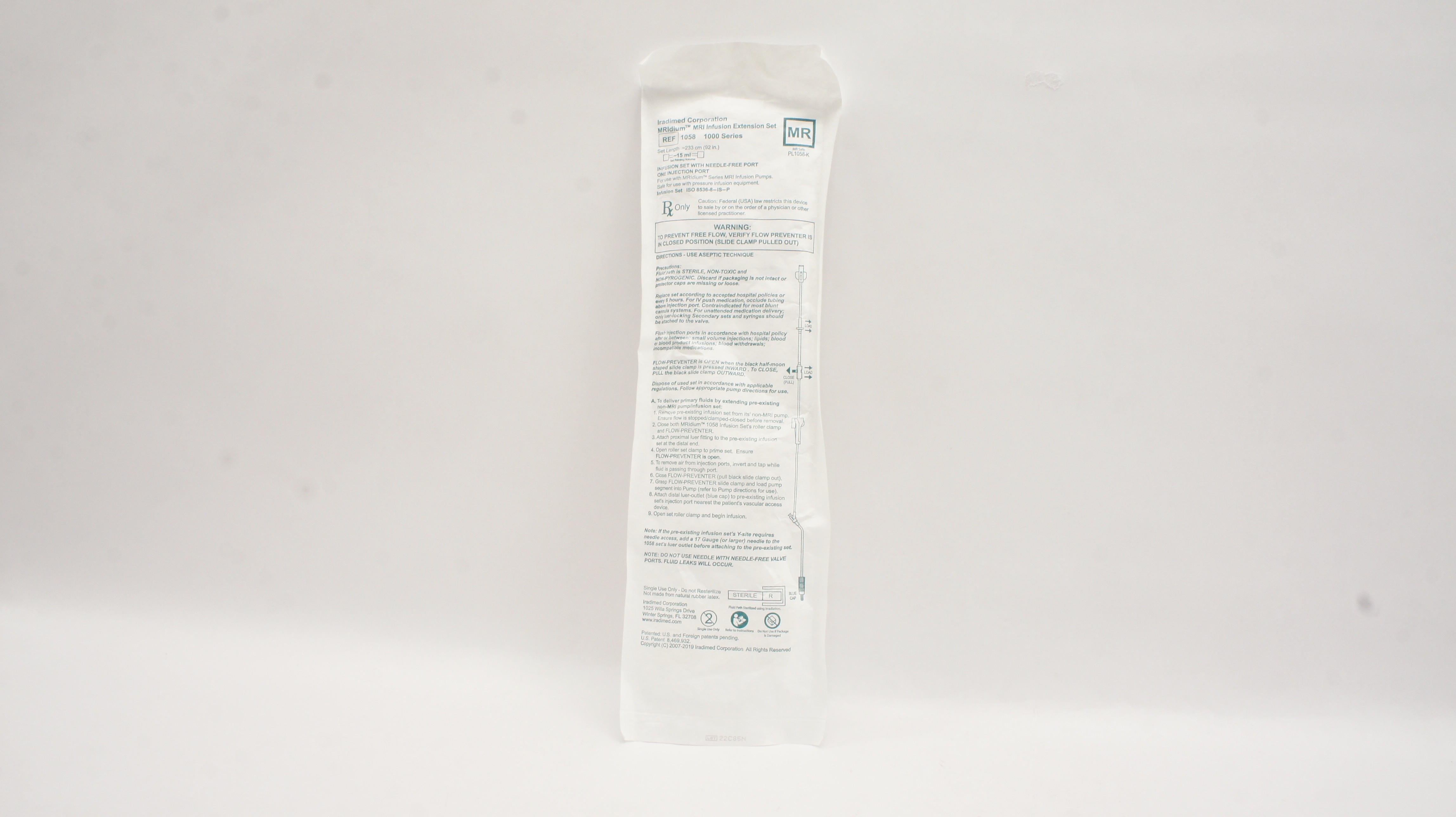Iradimed 1058 MRIdium MRI Infusion Extension Set 1000 Series 92inch x 15mL