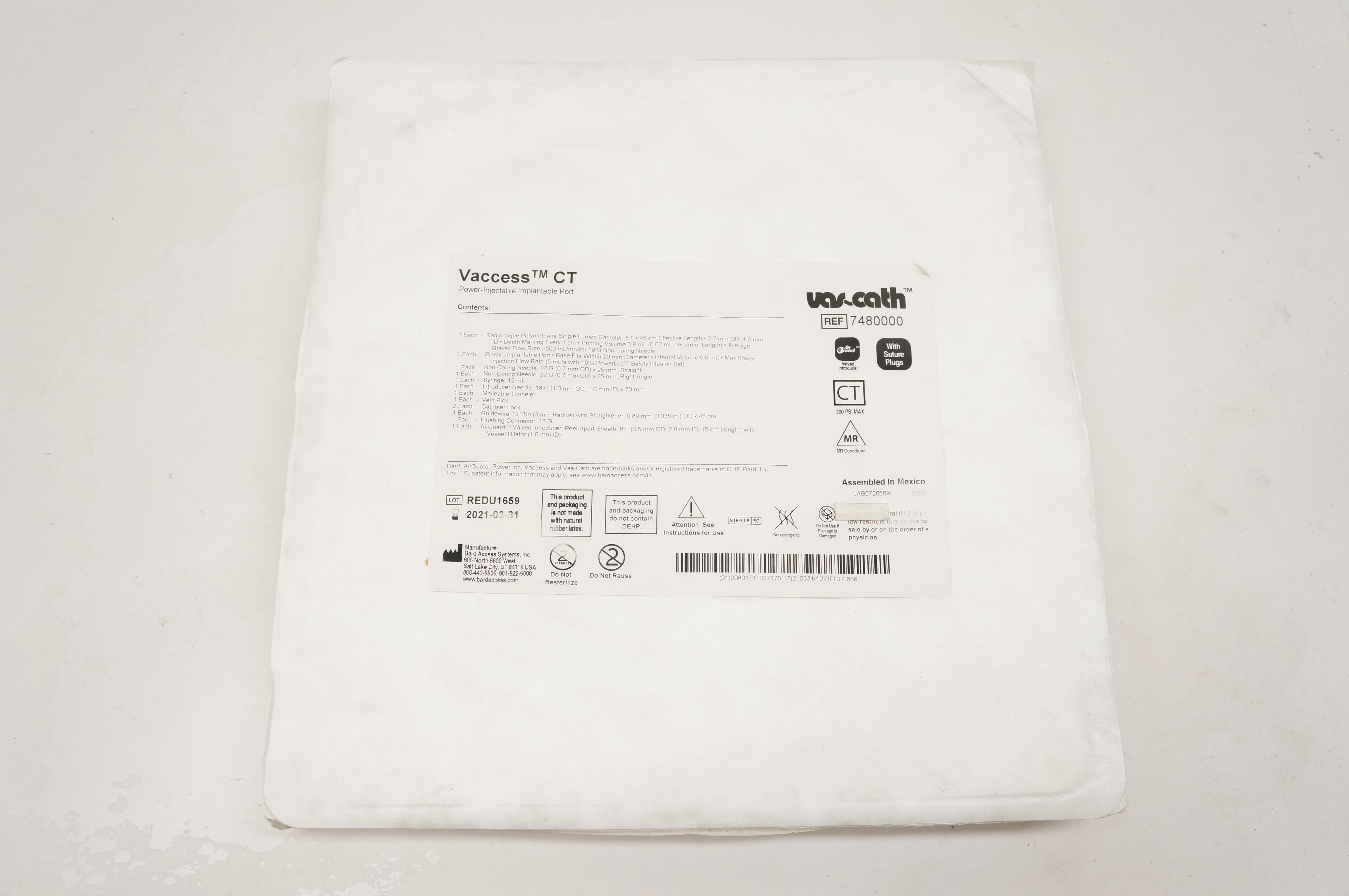 Bard 7480000 Vaccess CT Power-Injectable Implantable Port (x)