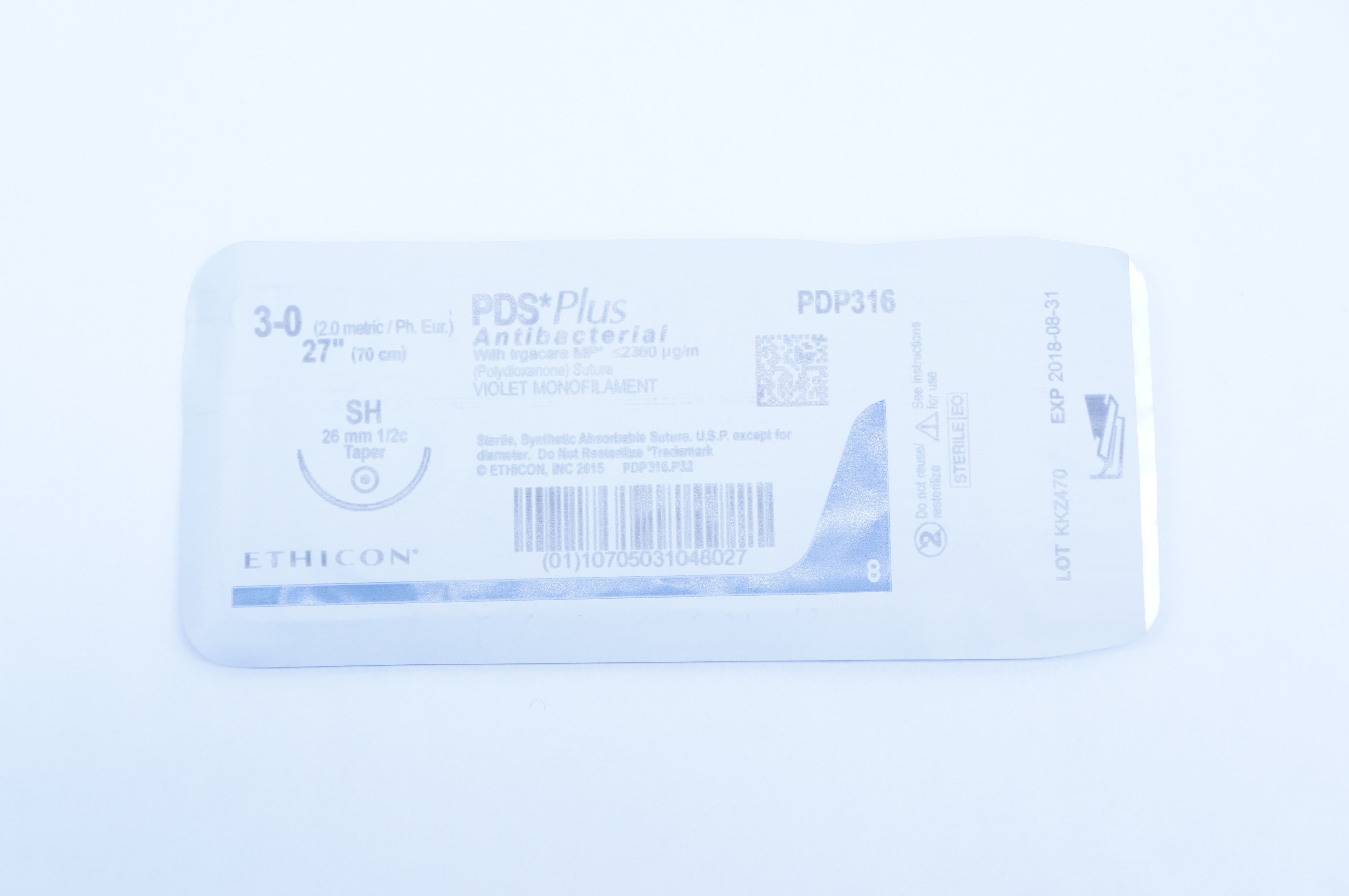 Ethicon PDP316 3-0 PDS Plus SH 26mm 1/2c Taper, 27inch (x)