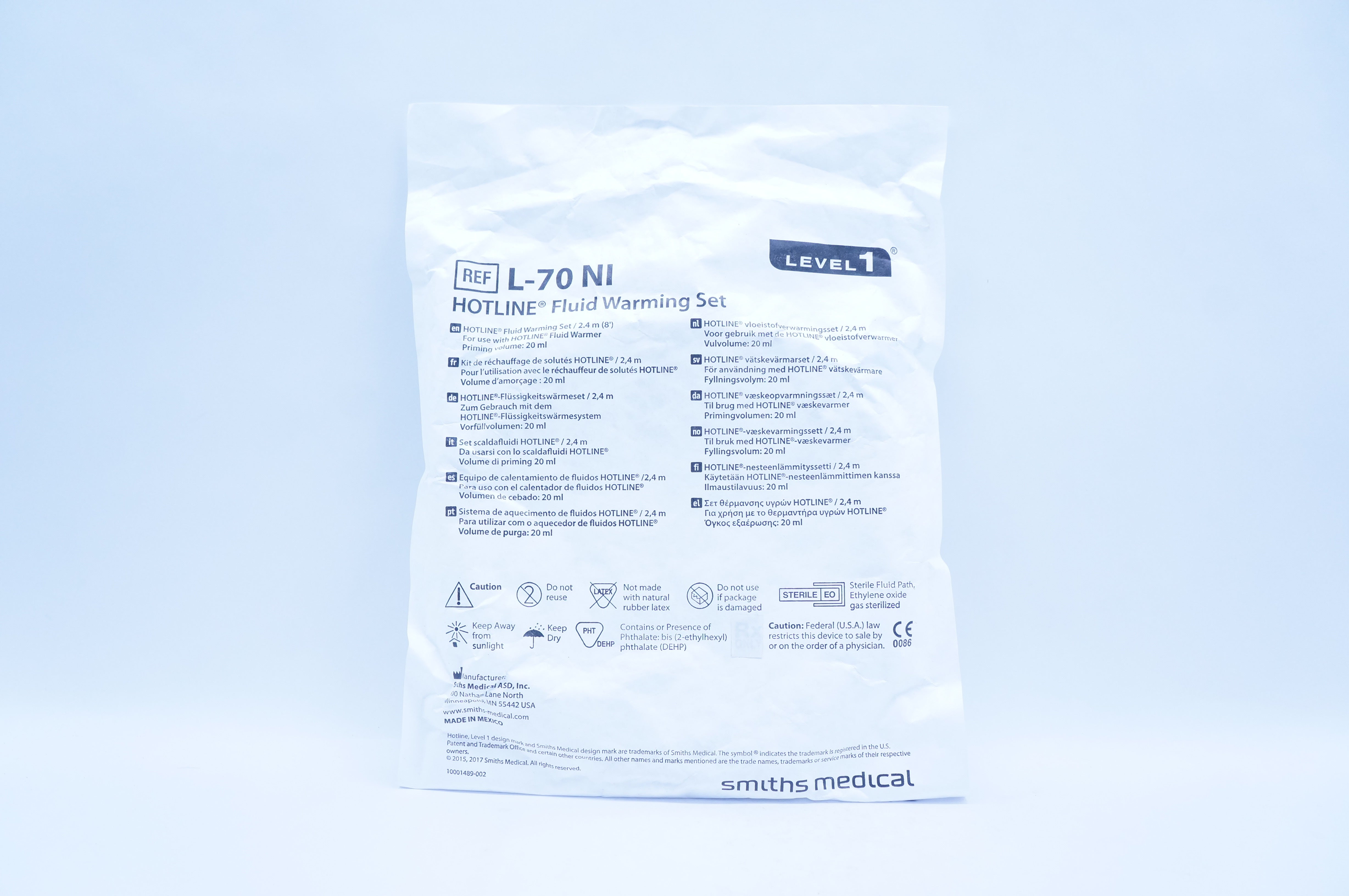 Smiths Medical L-70 NI Hotline Fluid Warming Set, Level 1, 8F