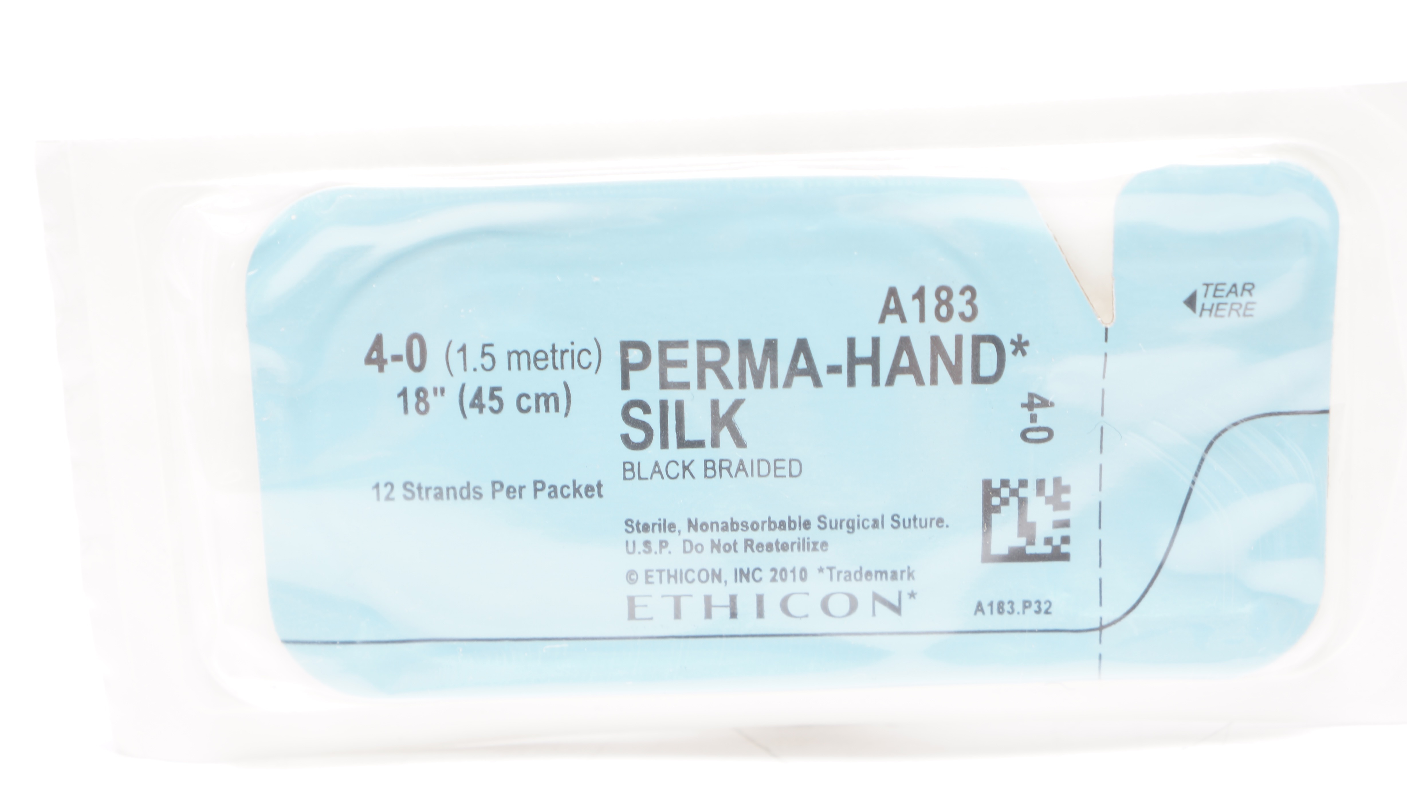 Ethicon A183 4-0 PERMA-HAND SILK Stre Black Braided, 18inch (x)