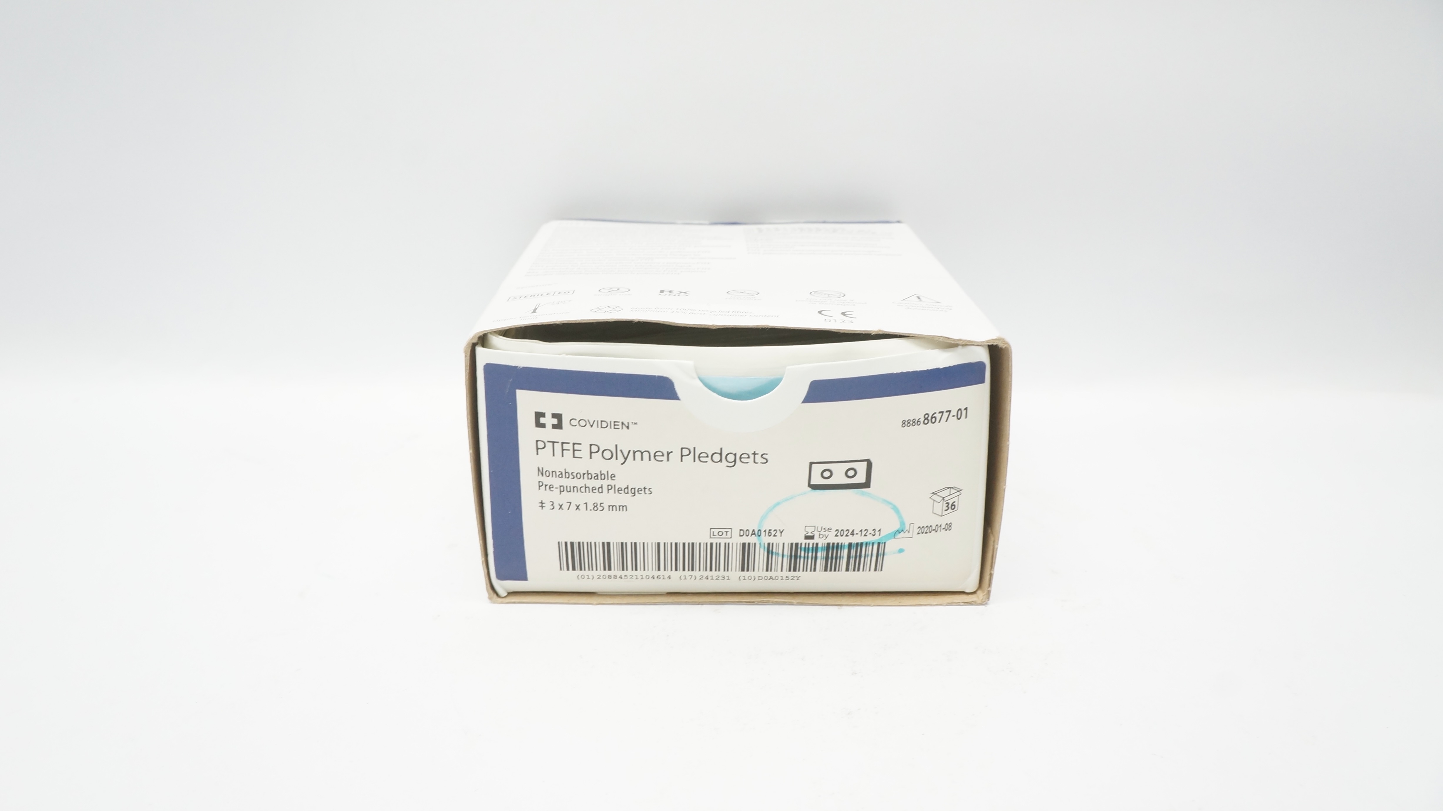 Covidien 88868677-01 PTFE Polymer Pledgets 3 x 7 x 1.5mm (x) - Box of 33