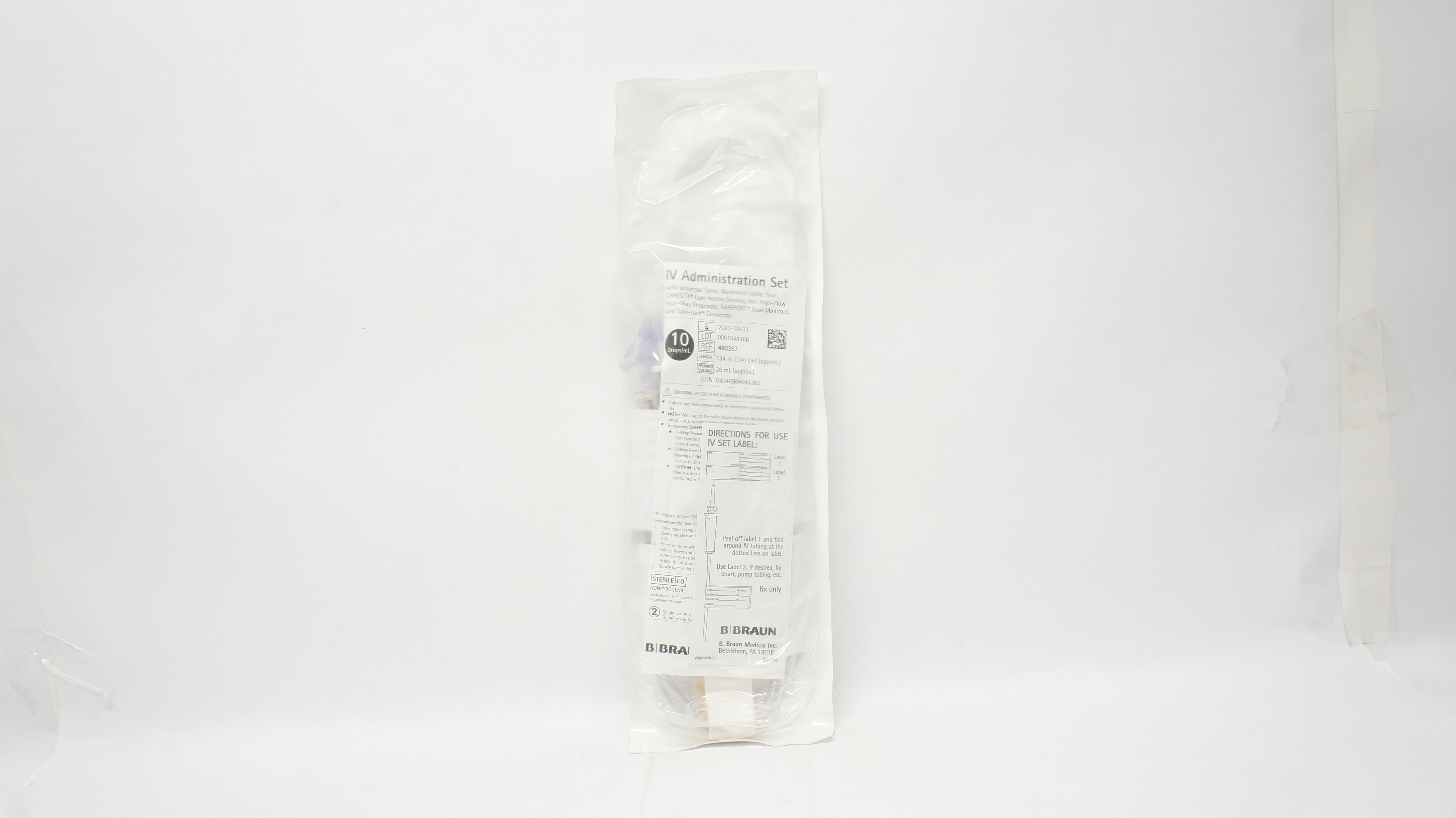 Braun 490357 IV Administration Set 10 Drops/mL 26mL x 134 inch (Approx.) (x)