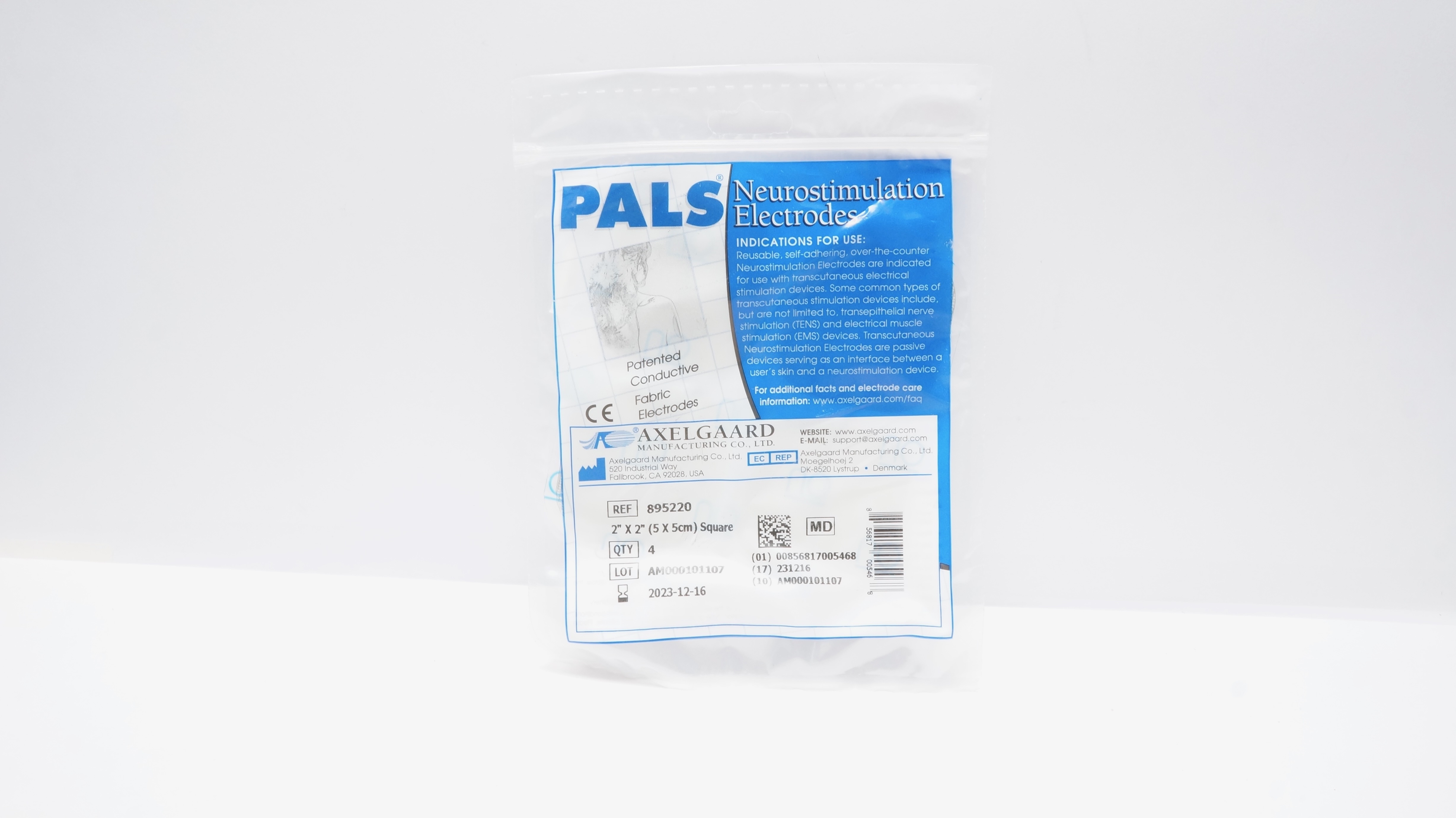 Axelgaard 895220 Pals Neurostimulation Electrodes 2inch x 2inch (x) - Pack of 4
