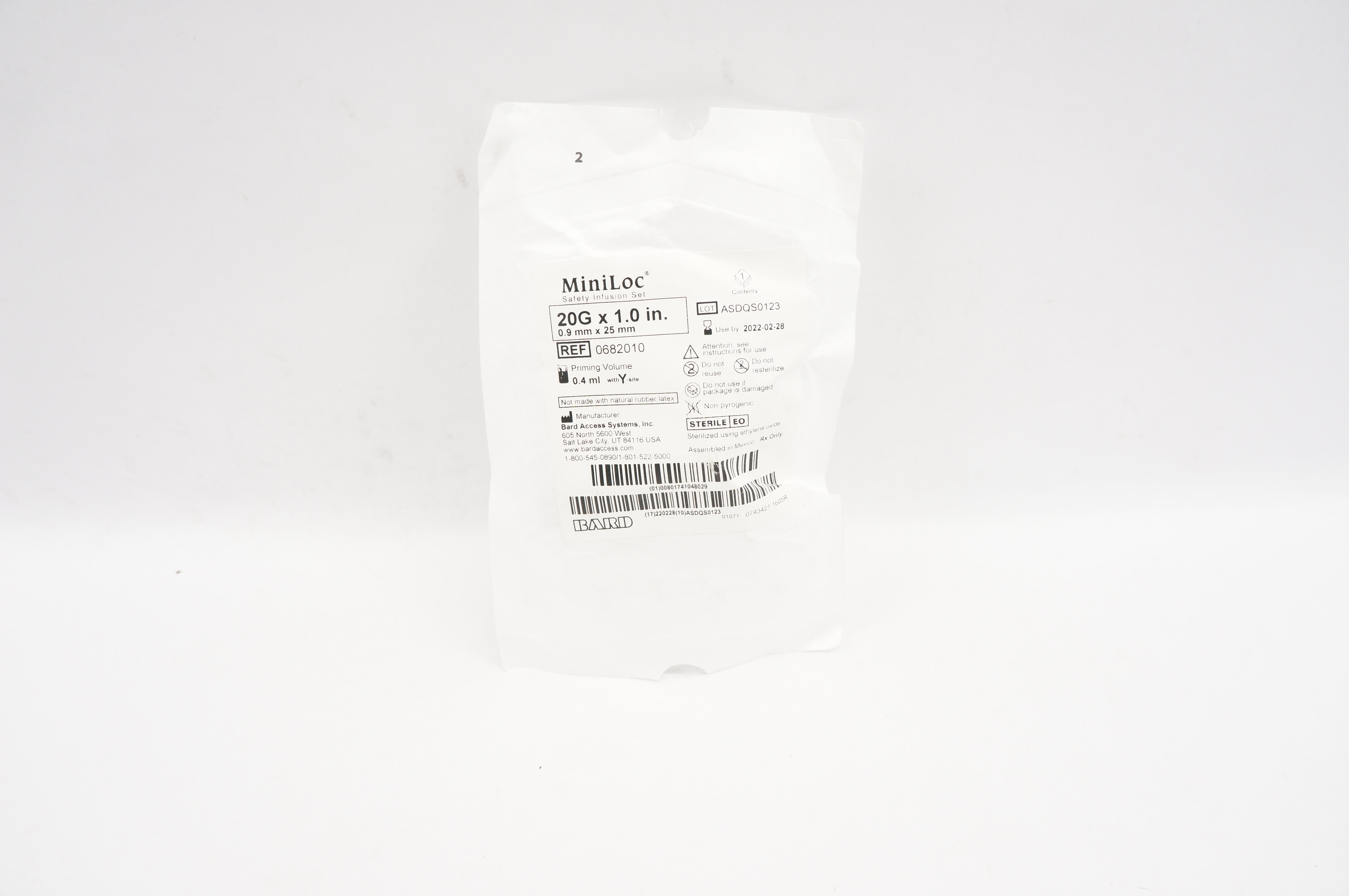 Bard 0682010 MiniLoc Safety Infusion Set 20G x 1.0 inch (x)