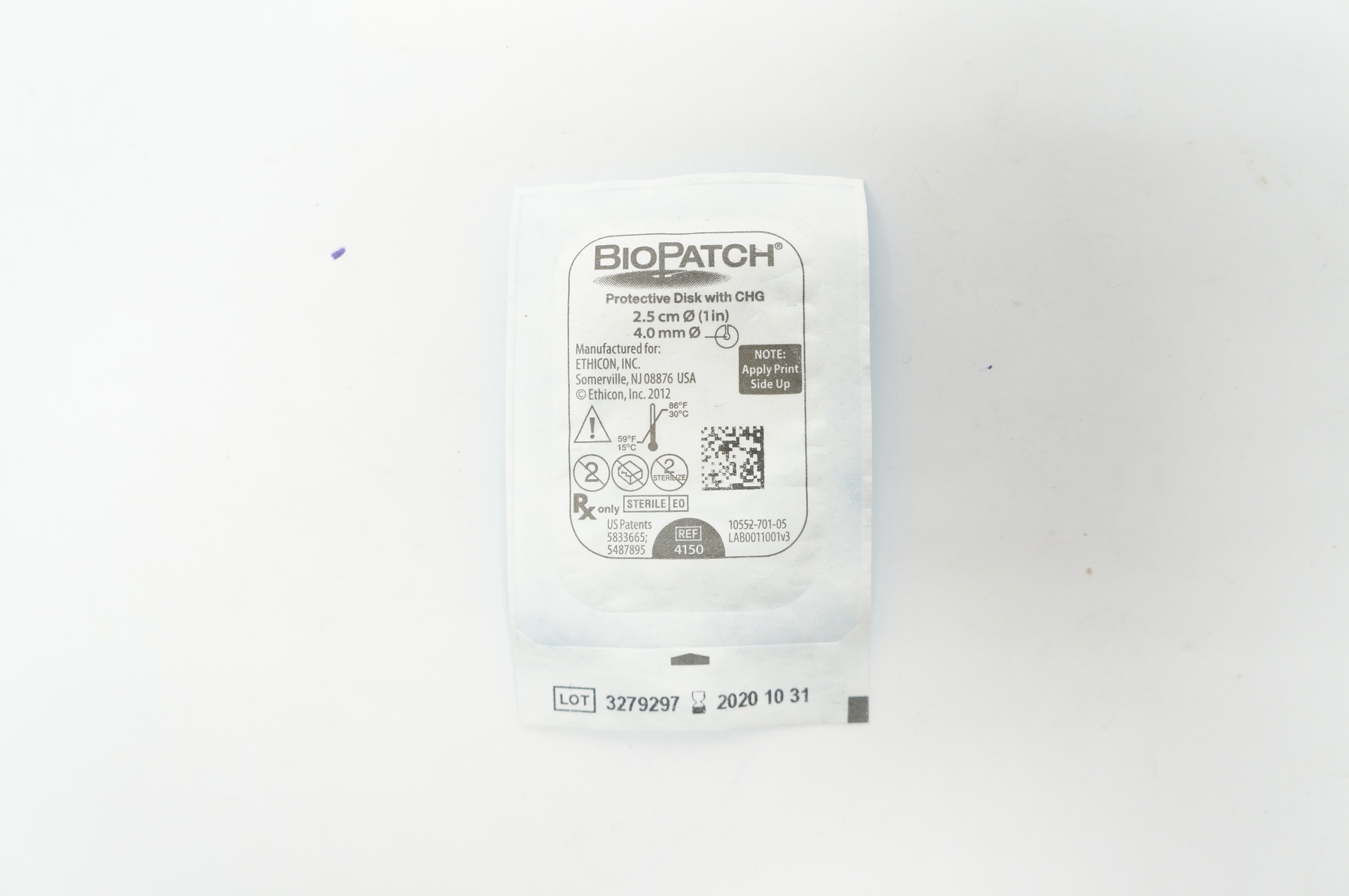 Ethicon 4150 BioPatch Protective Disk with CHG 1 inch x 4.0mm (x)