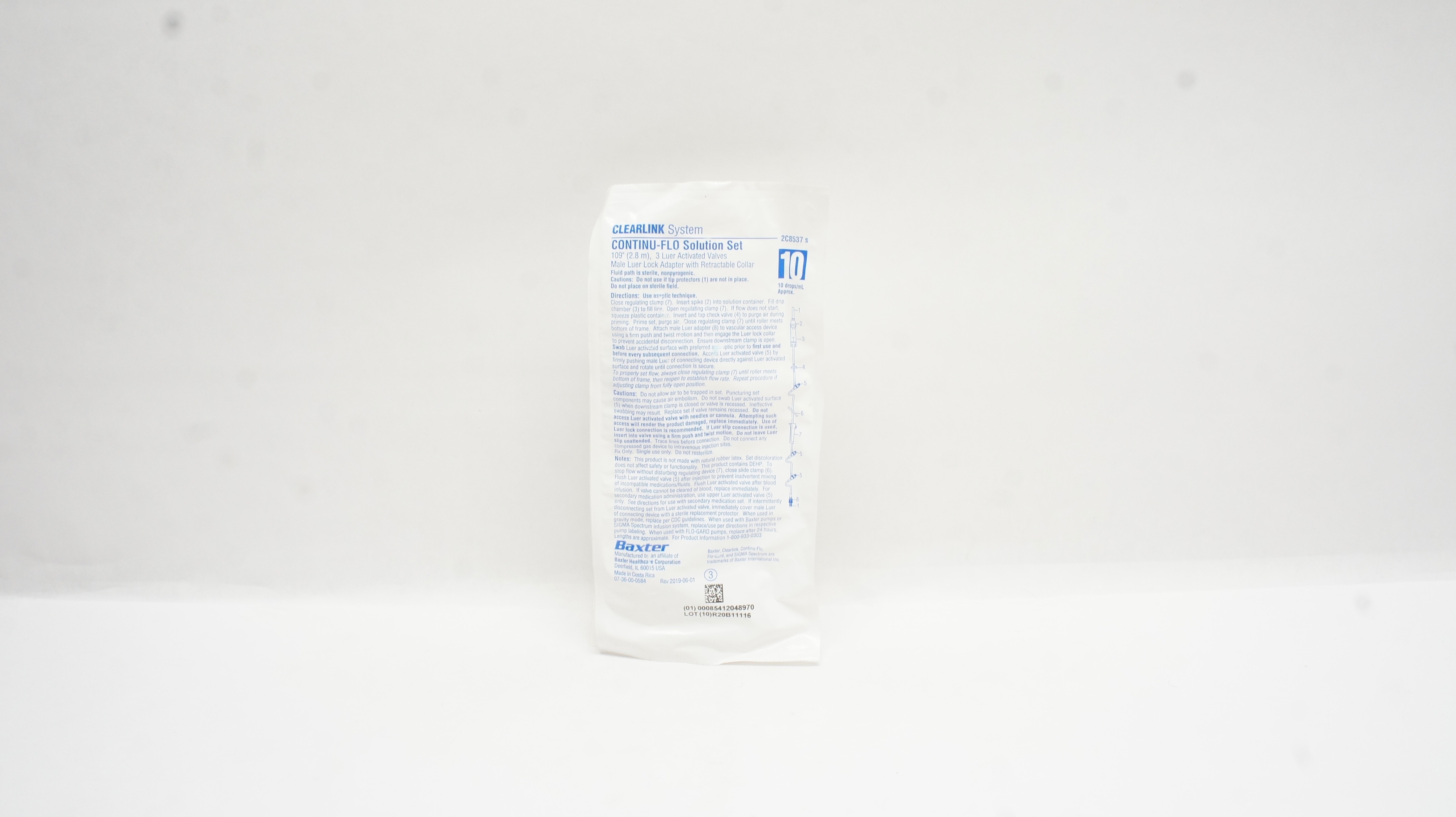 Baxter 2C8537s Clearlink System Continu-Flo Solution Set 109 inch,10drops/mL