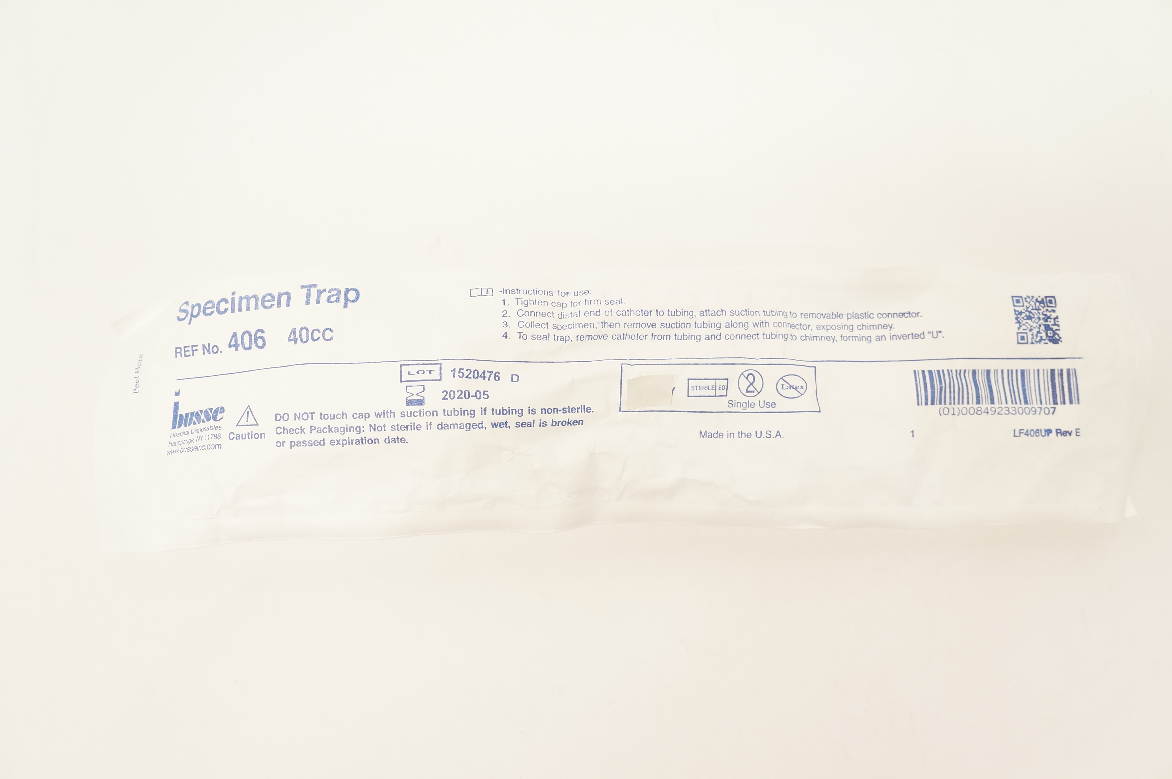 Busse 406 Specimen Trap 40cc (x)