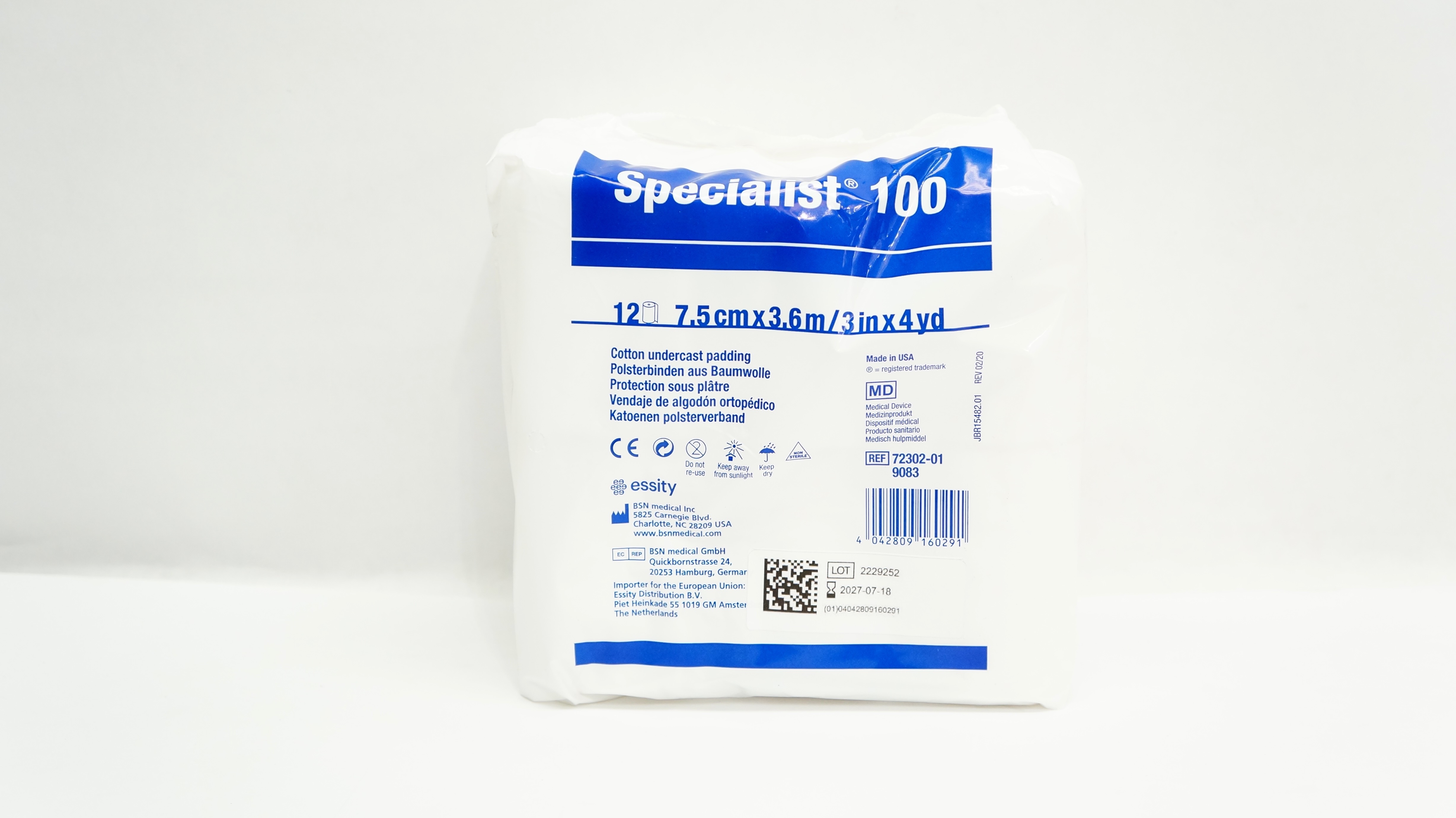 BSN Medical 72302-01 Specialist 100 Cotton Undercast Padding 3Inx4yd -Pack of 12