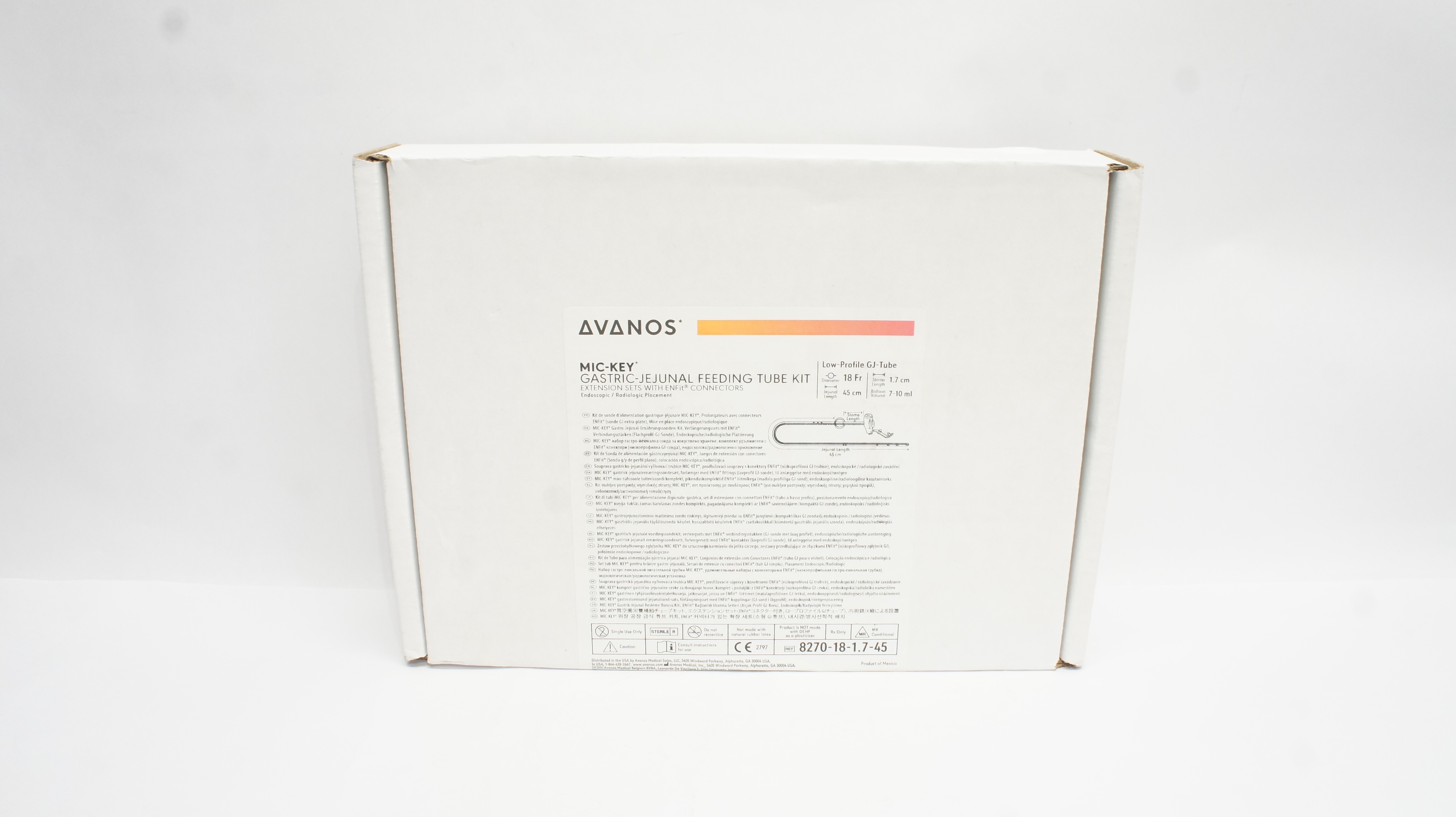 Avanos 8270-18-1.7-45 Mic-Key Gastric-Jejunal Feeding Tube Kit 18Fr x 45cm (x)