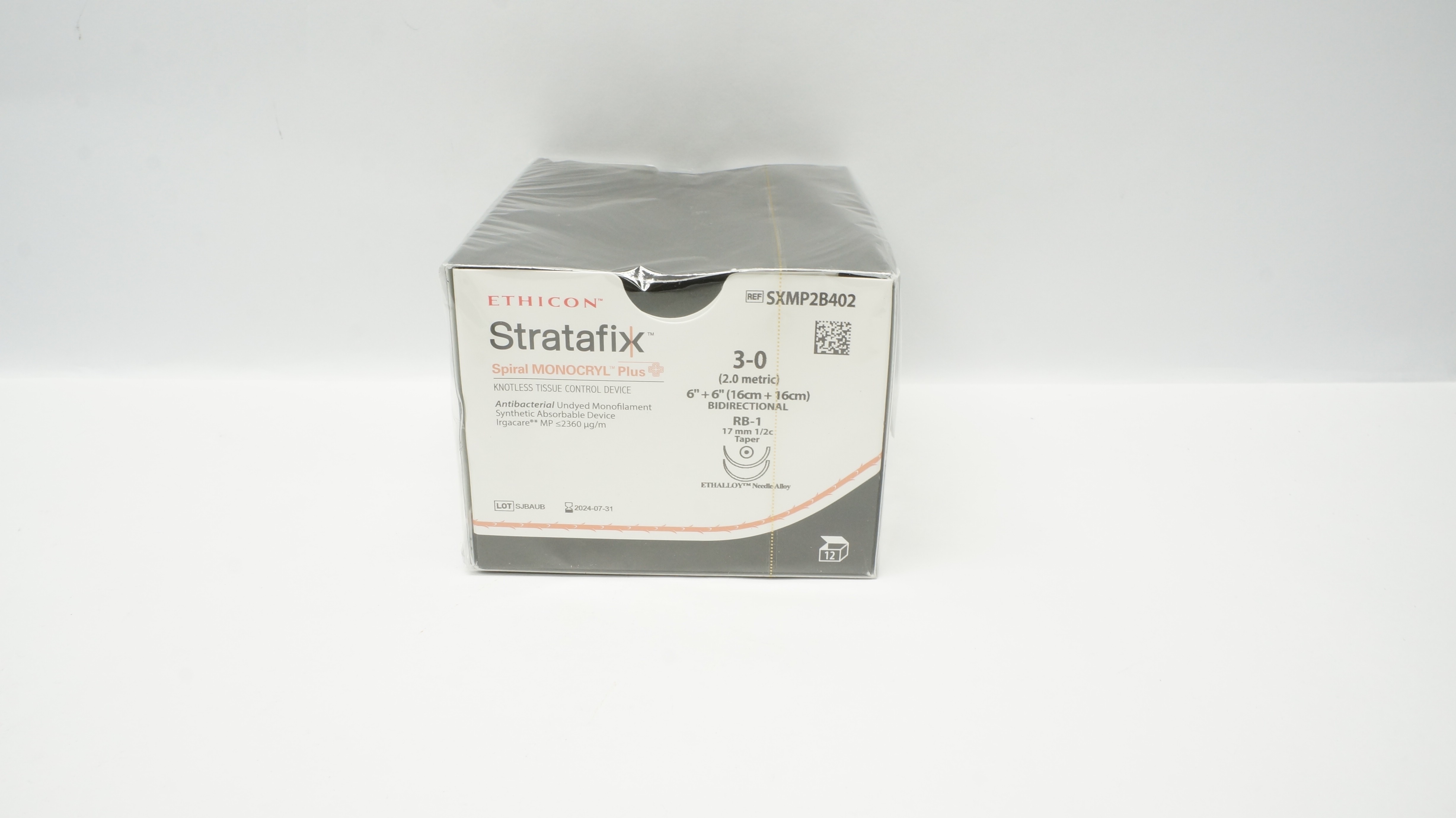 Ethicon SXMP2B402 3-0 Stratafix Stre RB-1 17mm 1/2c Taper 6inch (x)- Box of 12