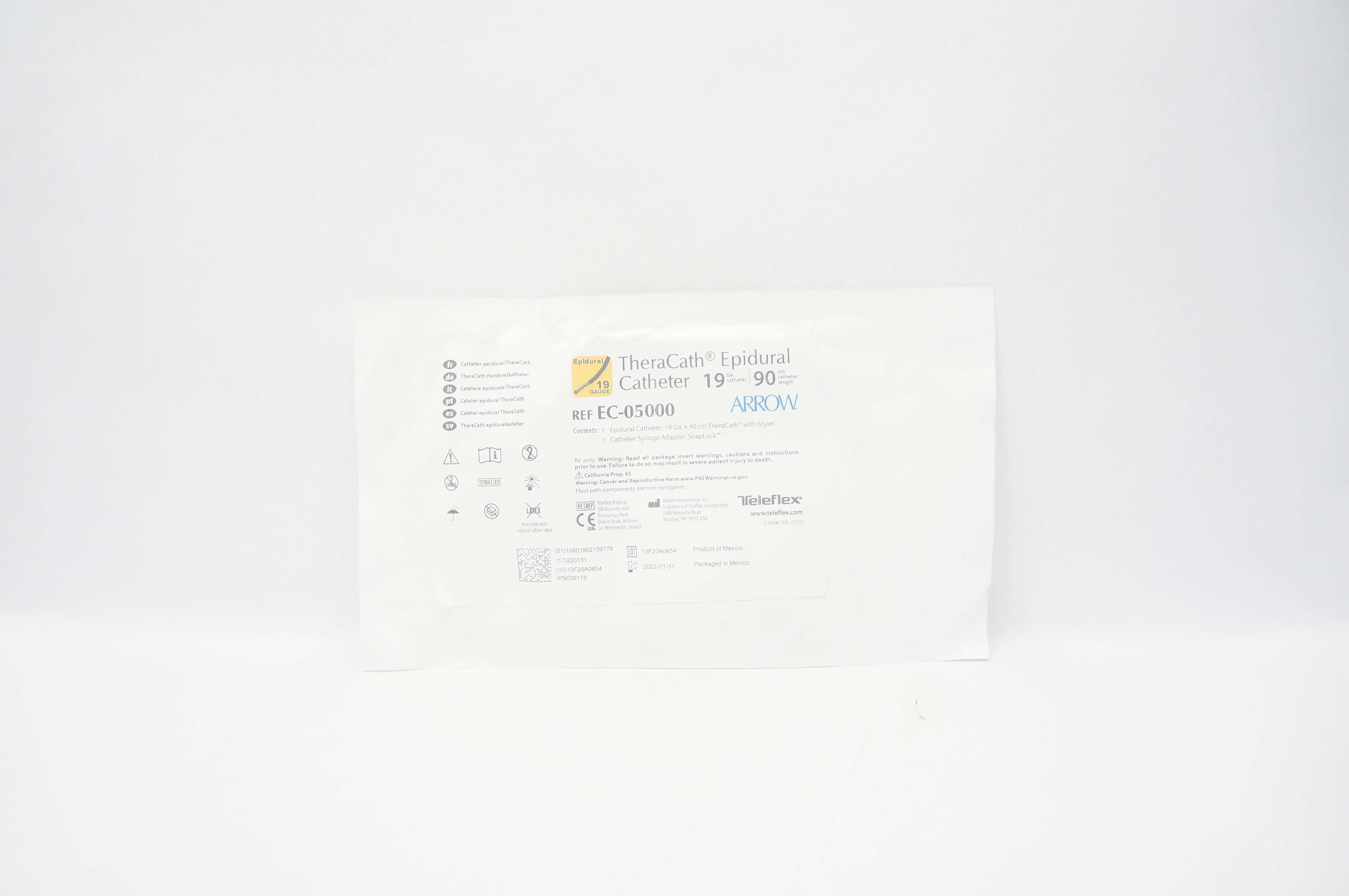 Teleflex EC-05000 Arrow TheraCath Epidural Cath. 19Ga x 90cm (x)