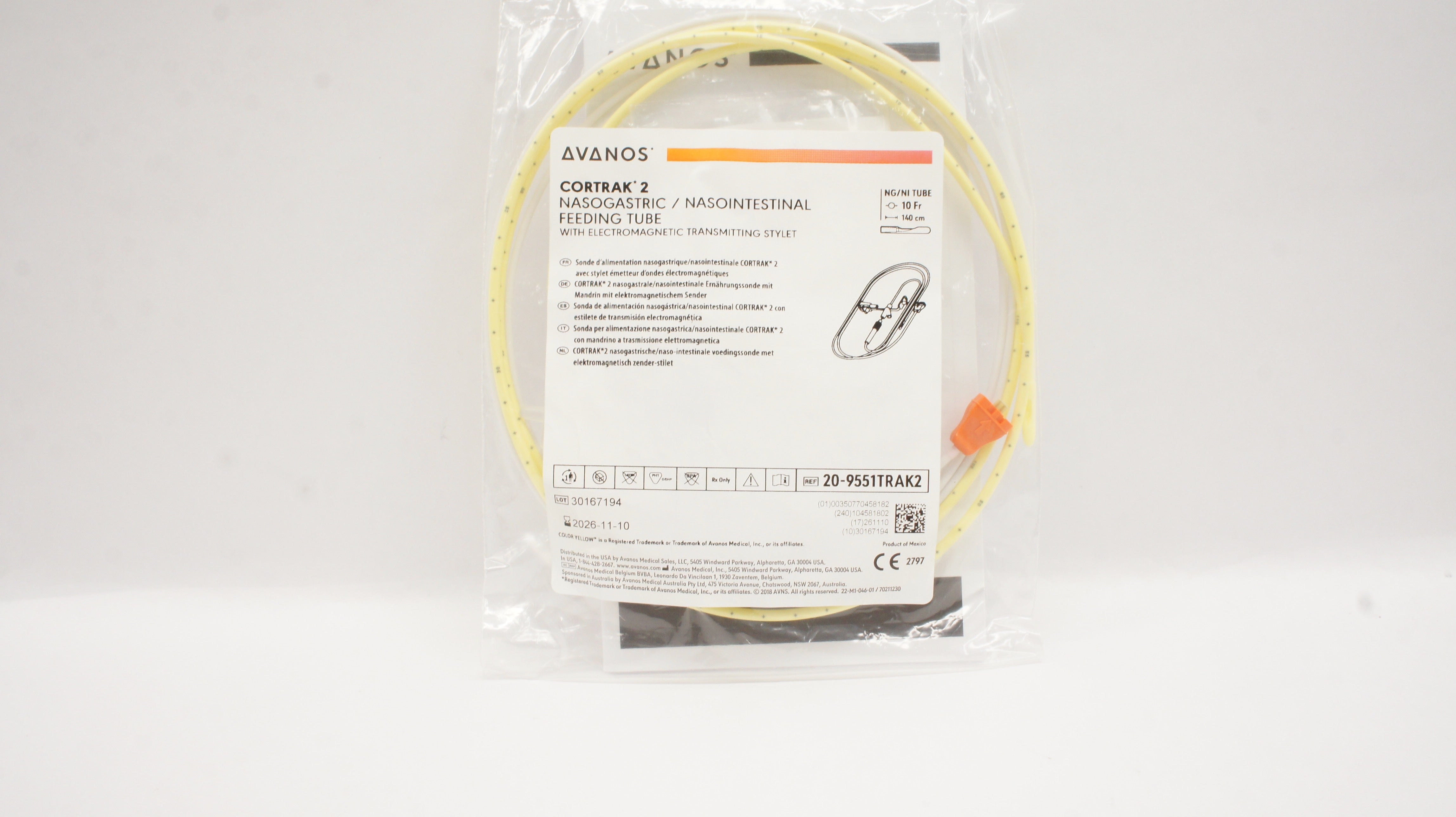 Avanos 20-9551TRAK2 2 Nasogastric Feeding Tube 10 Fr x 140cm