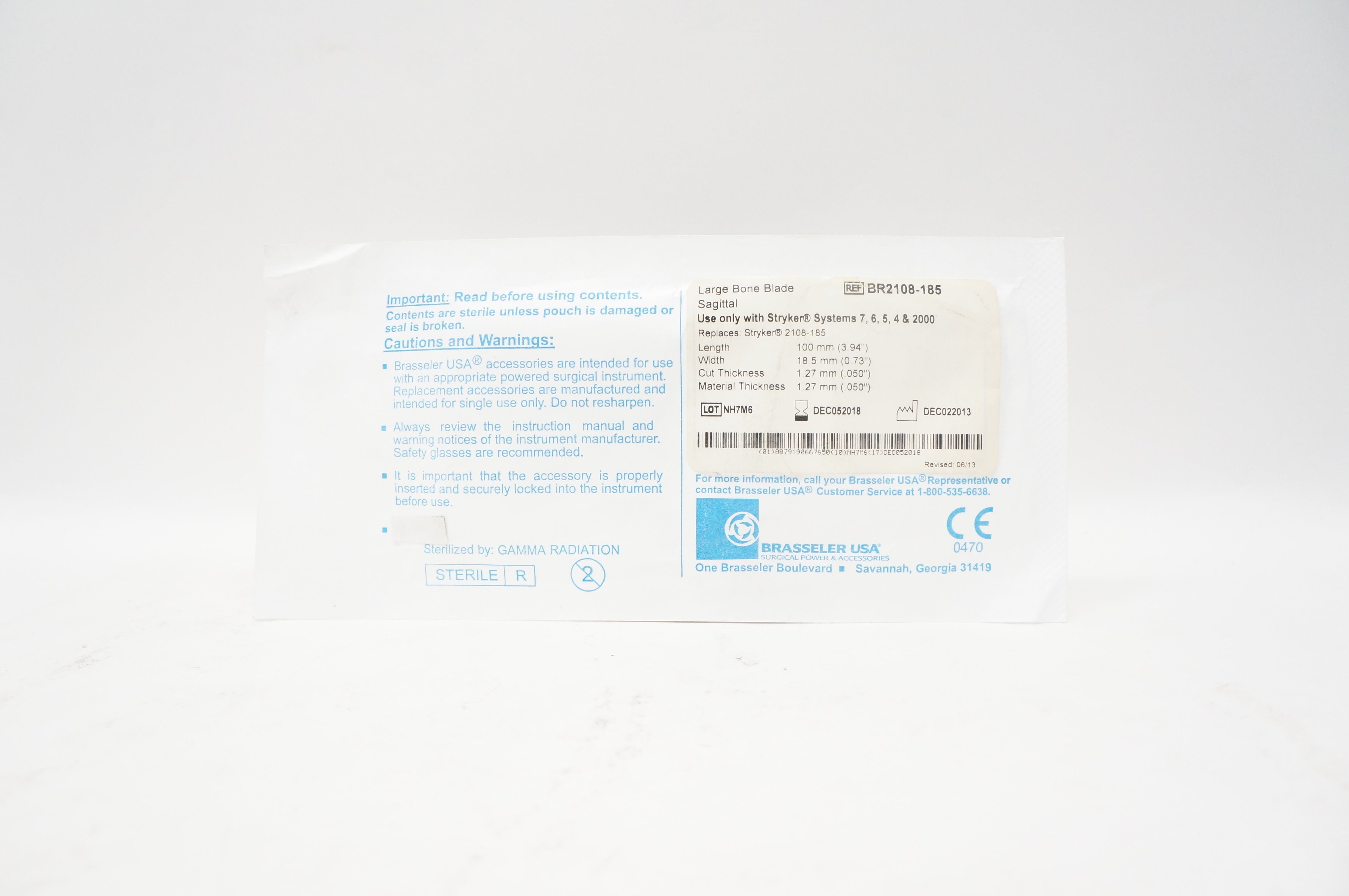 Brasseler BR2108-185 Large Bone Blade Sagittal 3.94inch(x)