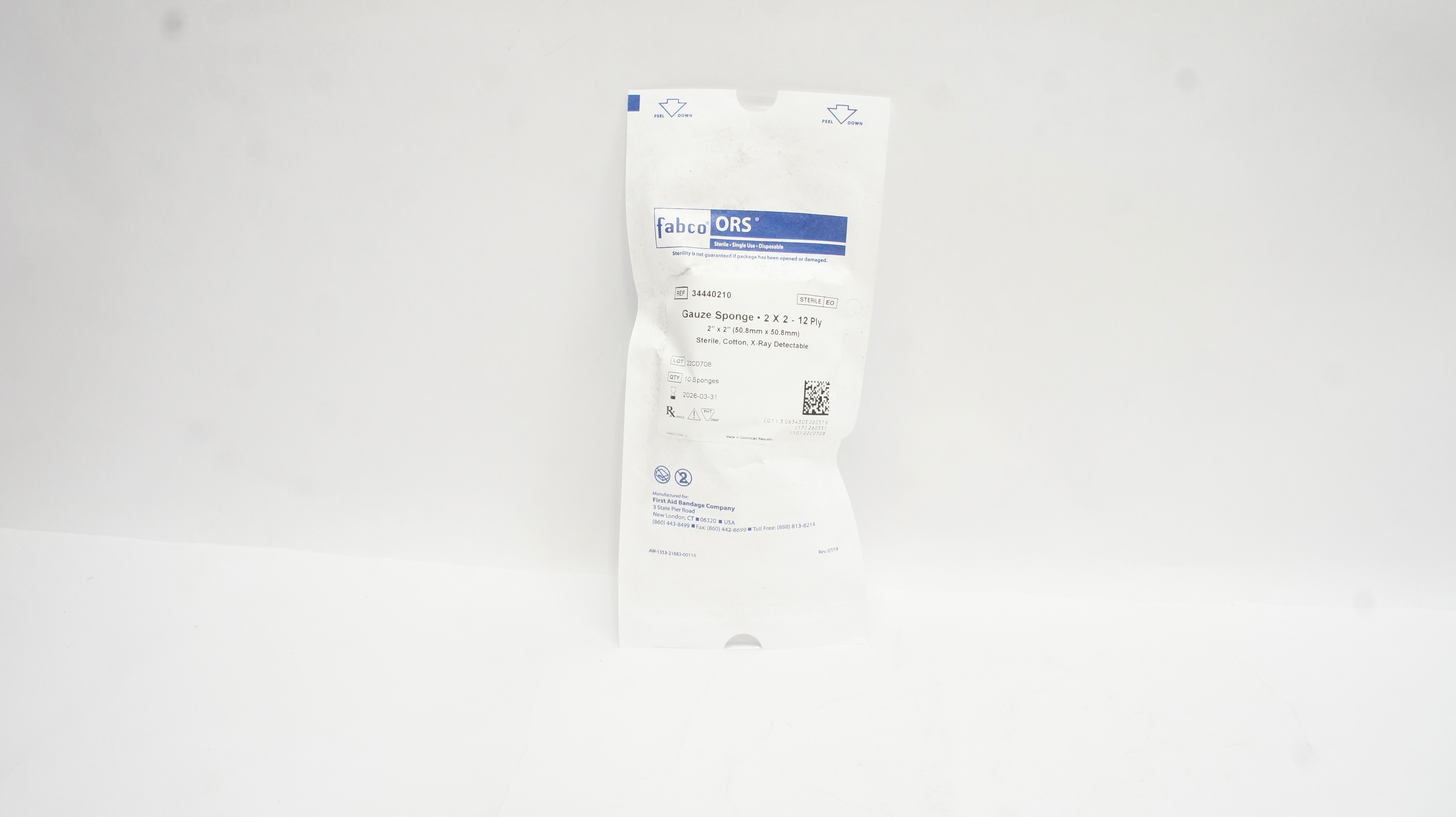 FABCO 34440210 ORS Gauze Sponge 2 x 2-12Ply - pack of 10