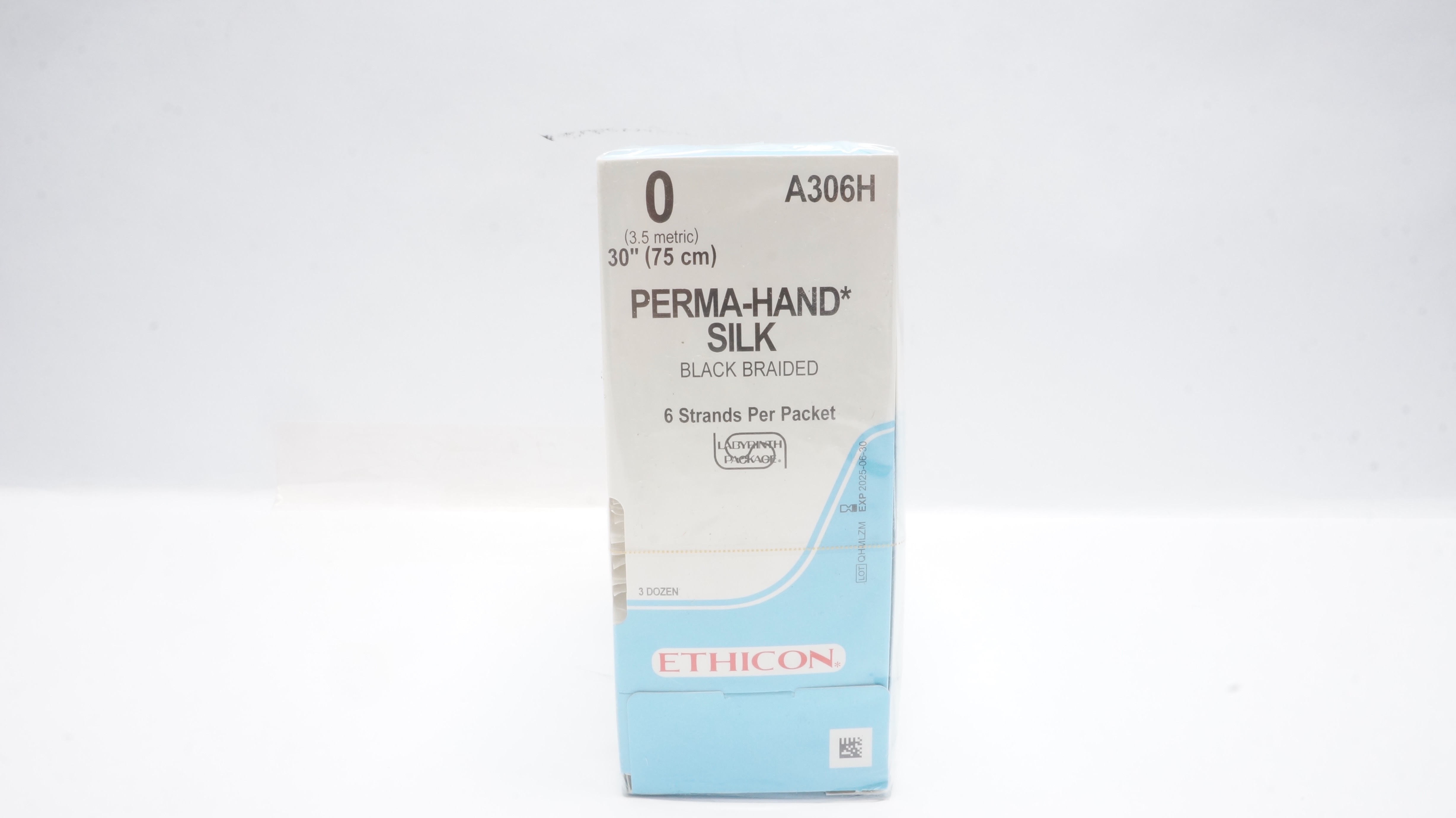 Ethicon A306H 0 PERMA-HAND SILK, Black Braided, 30inch - Box of 36