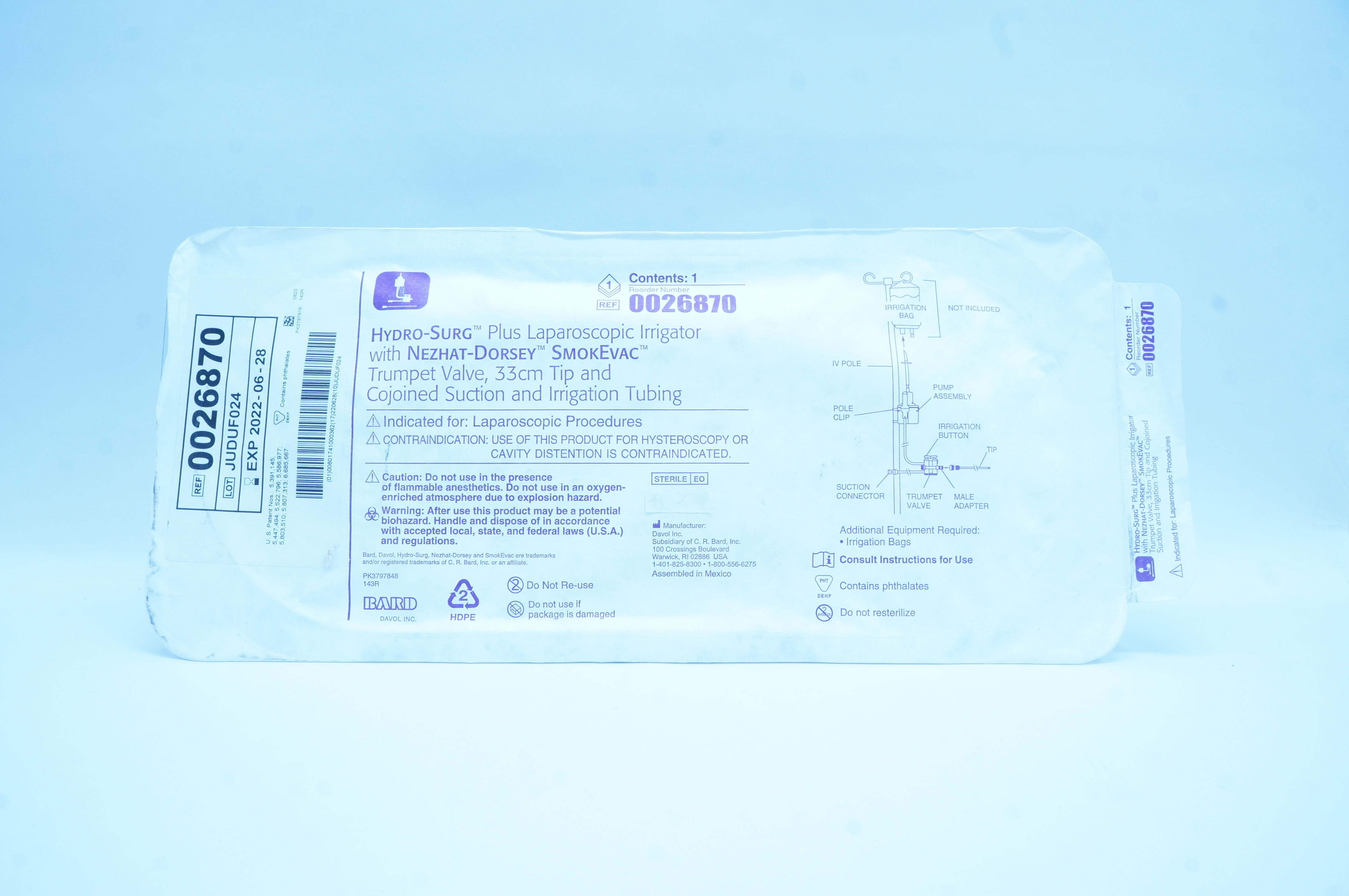 Bard 0026870 Hydro-Surg Plus Laparoscopic Irrigator w/Trumpet Valve 33cm Tip (x)