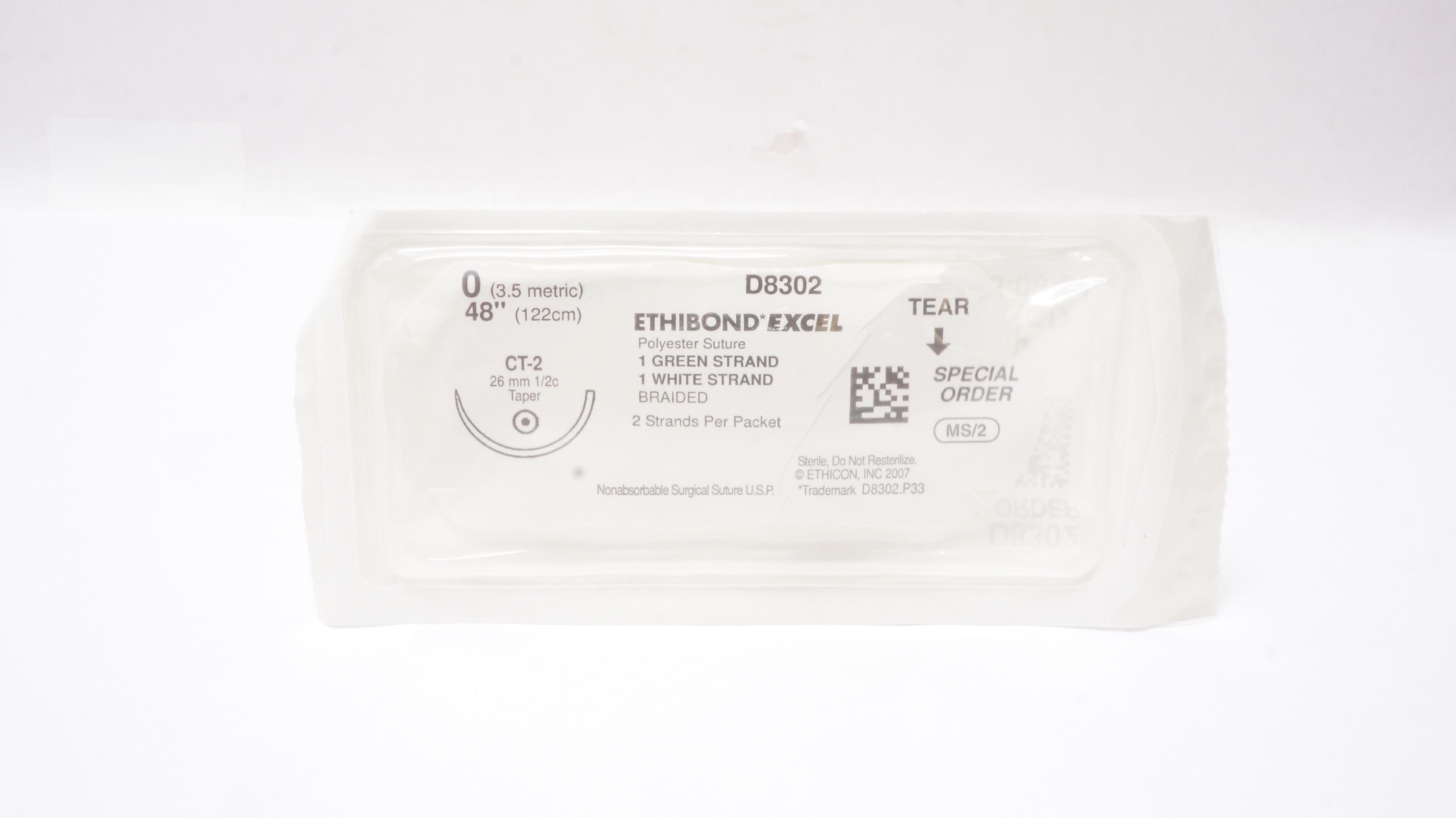 Ethicon D8302 0 Ethibond Polyester Stre Braided CT-2 26mm 1/2c Taper, 48inch