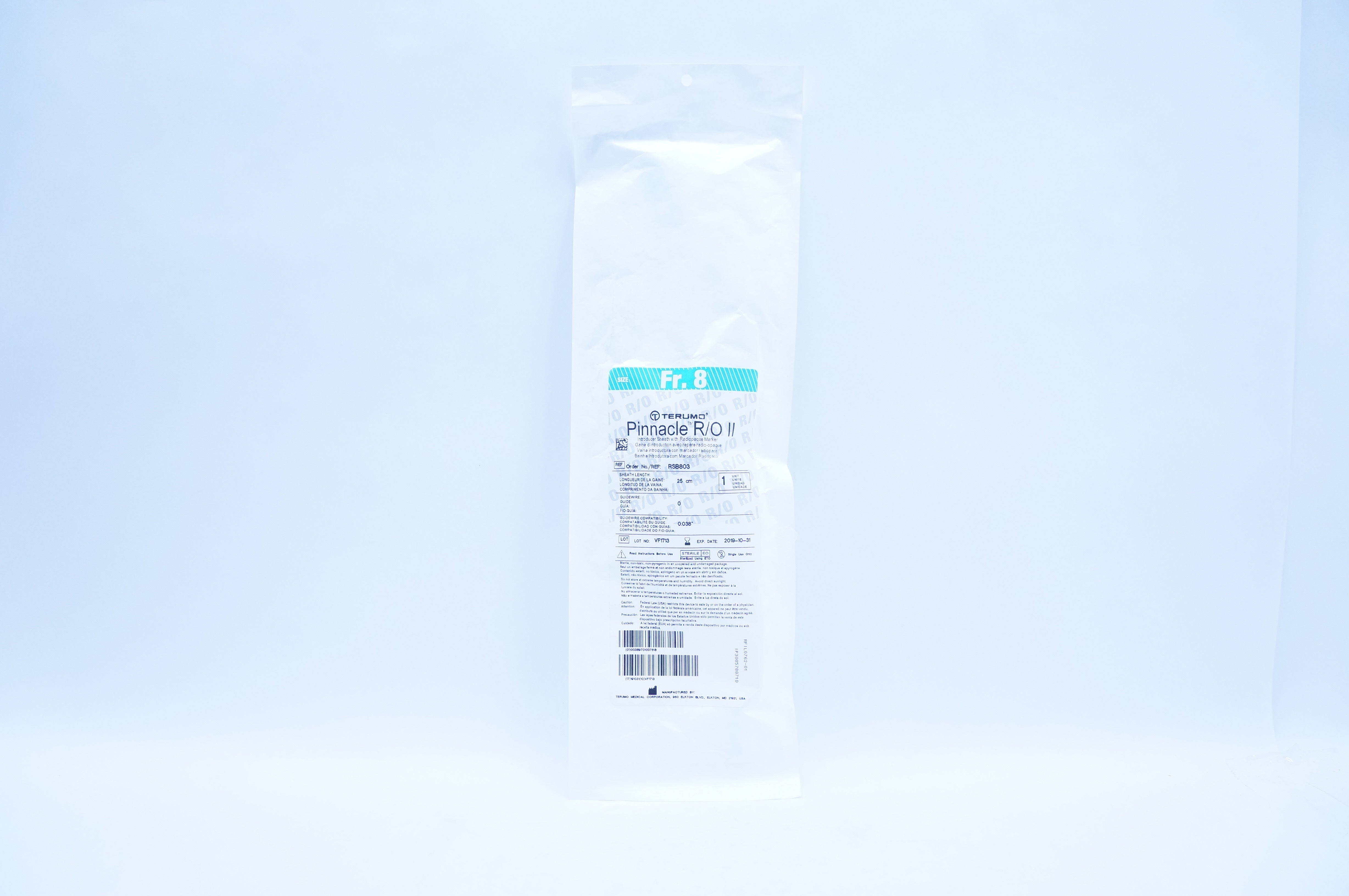 Terumo RSB803 Pinnacle R/O II Introducer Sheath 8Fr., 0.038inch x 25cm (x)