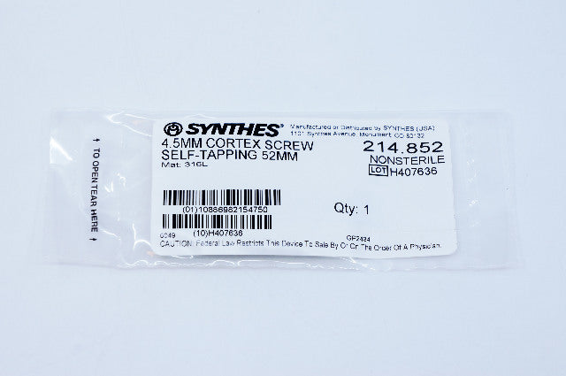 Synthes 214.852 4.5mm Cortex Screw Self-Tapping 52mm