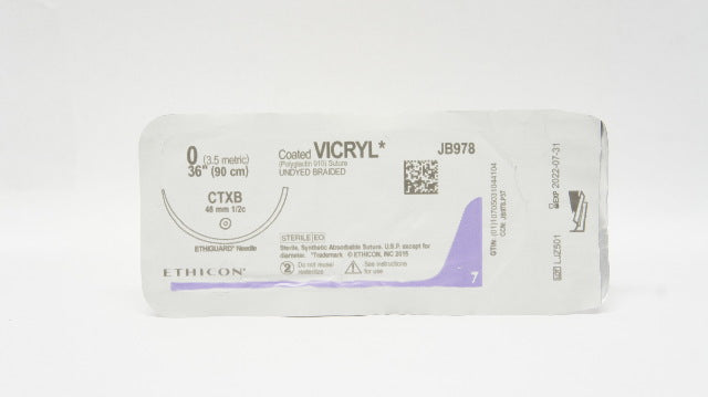Ethicon JB978 0 Coated VICRYL StreCTXB 48mm 1/2c 36inch