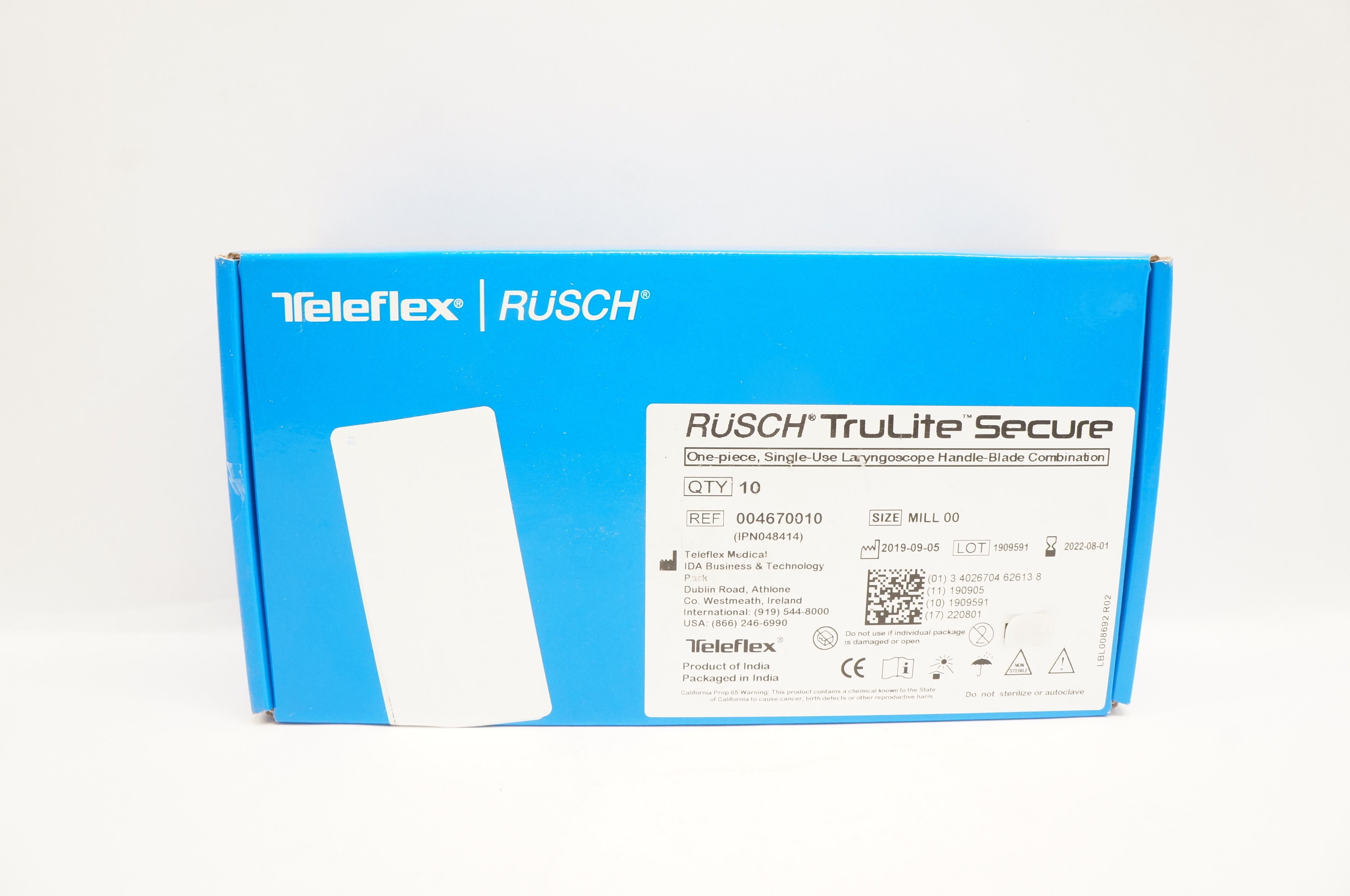 Teleflex 004670010 Rusch TruLite Secure Laryngoscope Handle-Blade - Box of 10