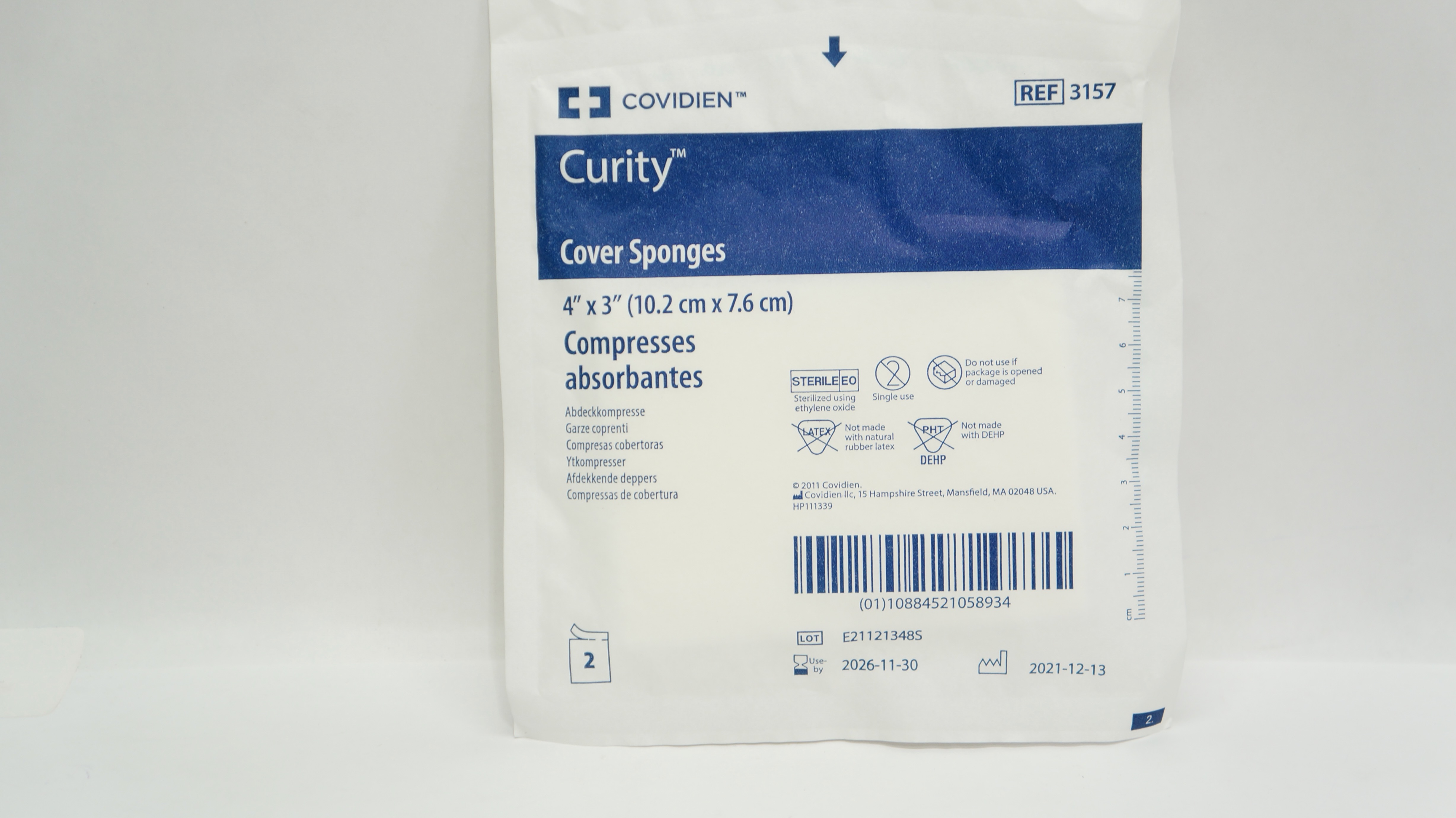 Covidien 3157 Curity Cover Sponges 4inch x 3inch - Pack of 2