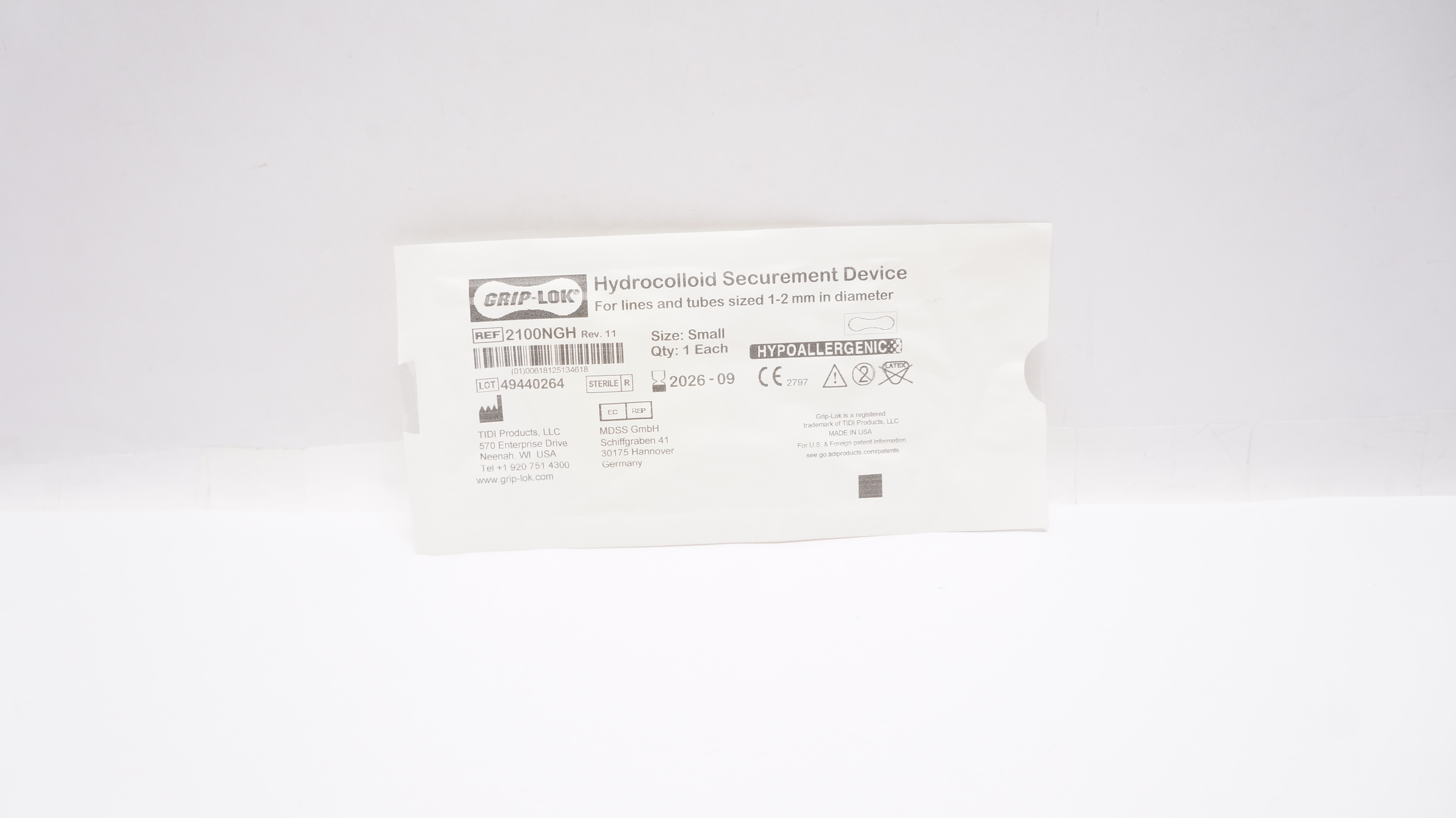 TIDI Products 2100NGH GRIP-LOK Hydrocolloid Securement Device, Small